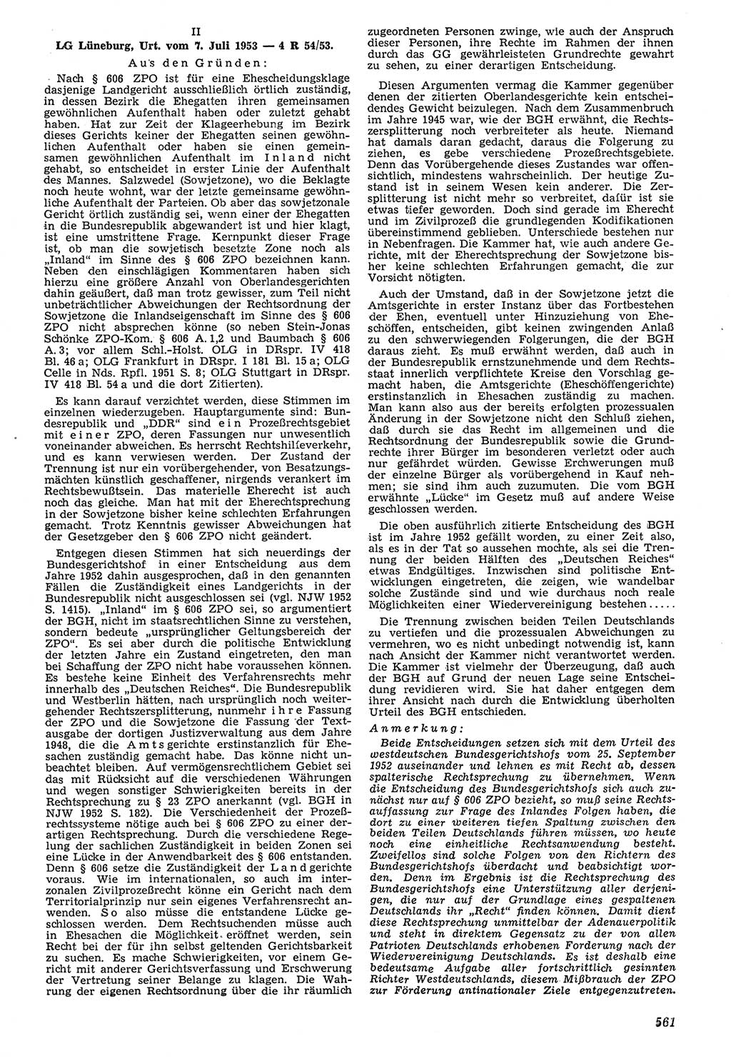 Neue Justiz (NJ), Zeitschrift für Recht und Rechtswissenschaft [Deutsche Demokratische Republik (DDR)], 7. Jahrgang 1953, Seite 561 (NJ DDR 1953, S. 561)