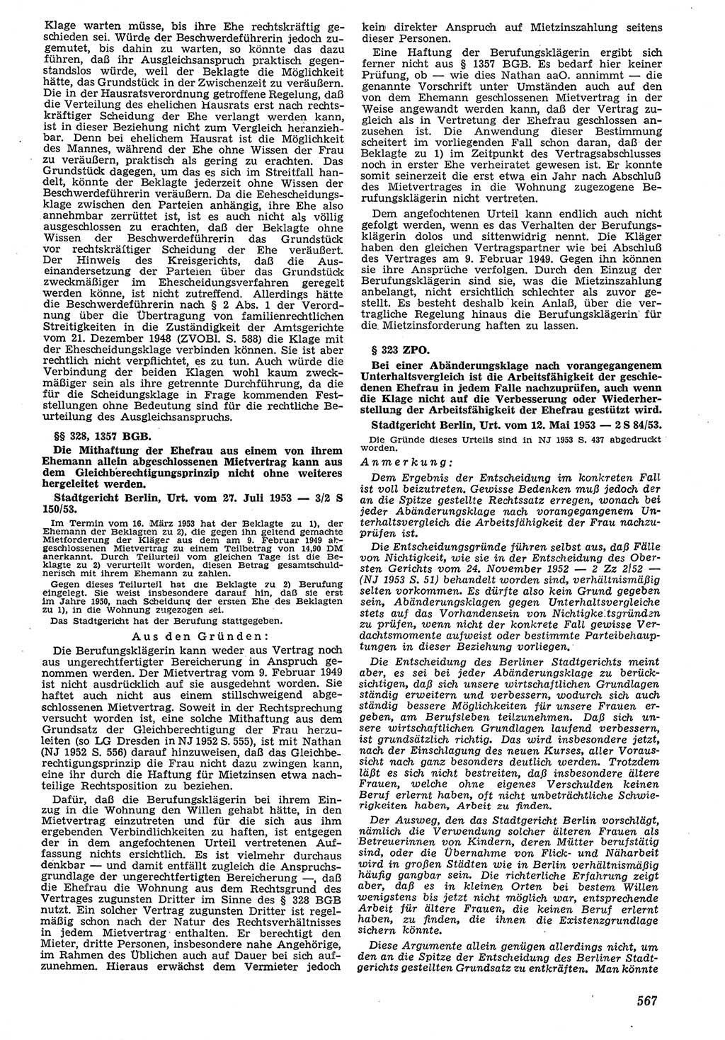 Neue Justiz (NJ), Zeitschrift für Recht und Rechtswissenschaft [Deutsche Demokratische Republik (DDR)], 7. Jahrgang 1953, Seite 567 (NJ DDR 1953, S. 567)