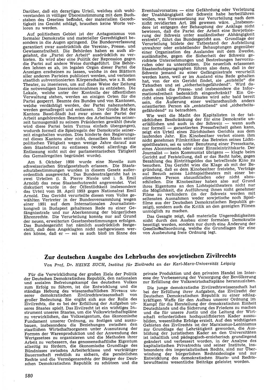 Neue Justiz (NJ), Zeitschrift für Recht und Rechtswissenschaft [Deutsche Demokratische Republik (DDR)], 7. Jahrgang 1953, Seite 580 (NJ DDR 1953, S. 580)
