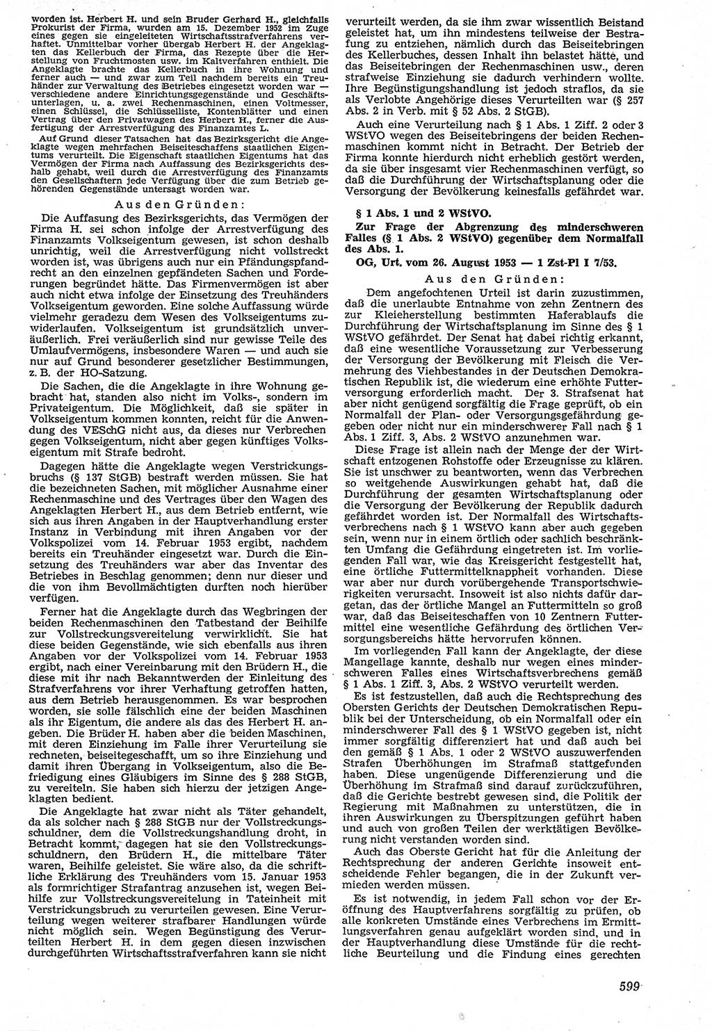 Neue Justiz (NJ), Zeitschrift für Recht und Rechtswissenschaft [Deutsche Demokratische Republik (DDR)], 7. Jahrgang 1953, Seite 599 (NJ DDR 1953, S. 599)
