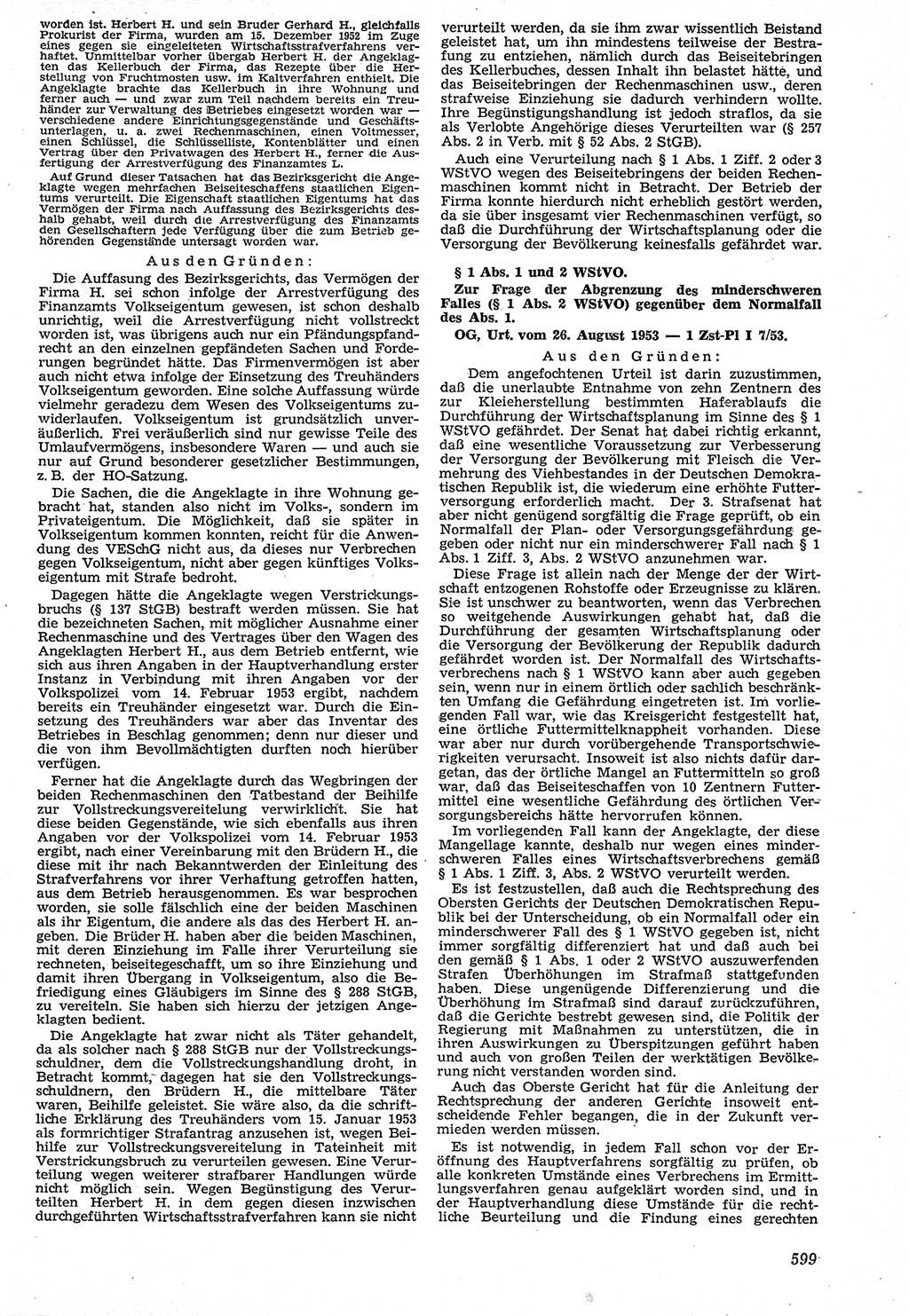 Neue Justiz (NJ), Zeitschrift für Recht und Rechtswissenschaft [Deutsche Demokratische Republik (DDR)], 7. Jahrgang 1953, Seite 599 (NJ DDR 1953, S. 599)