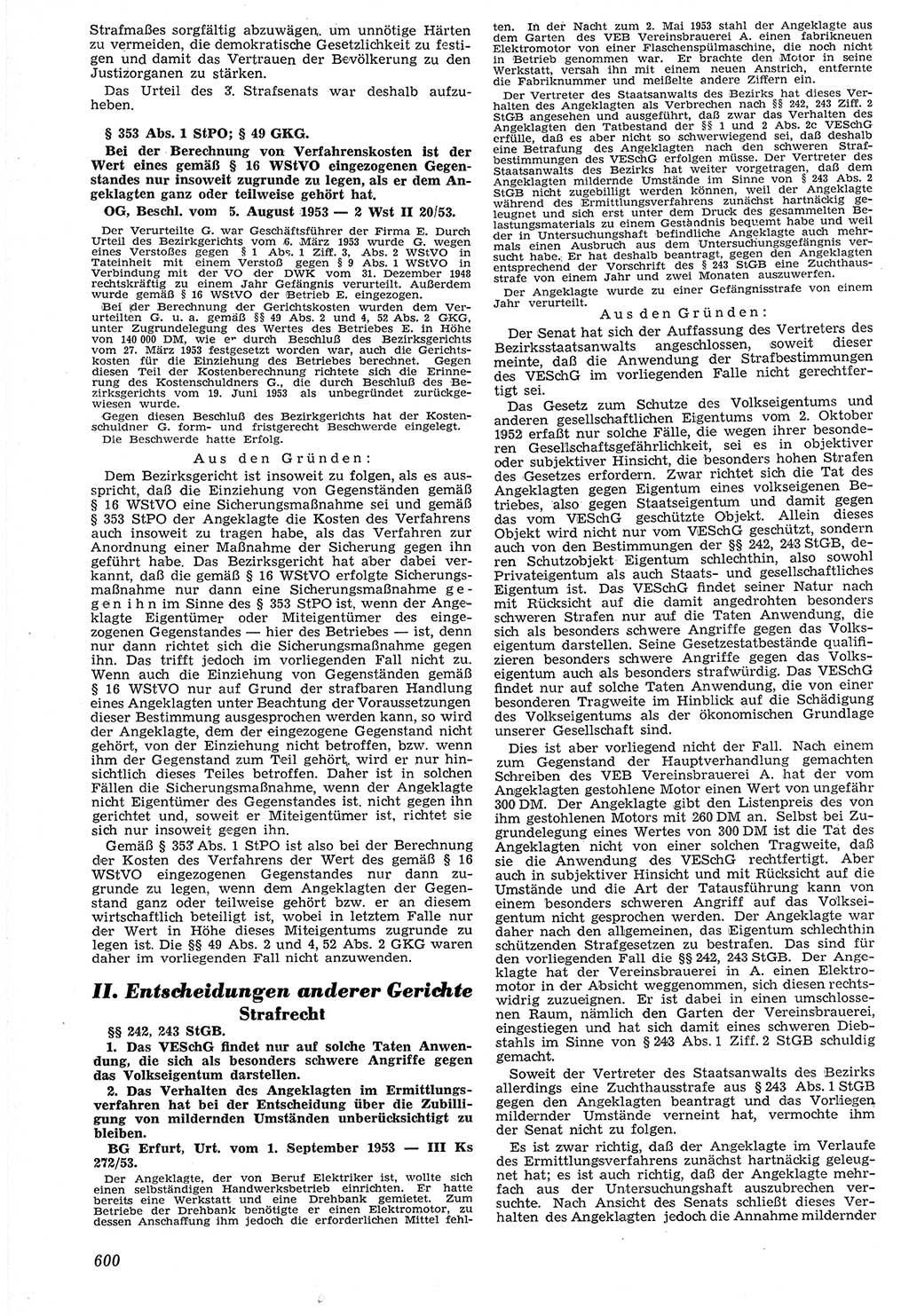Neue Justiz (NJ), Zeitschrift für Recht und Rechtswissenschaft [Deutsche Demokratische Republik (DDR)], 7. Jahrgang 1953, Seite 600 (NJ DDR 1953, S. 600)