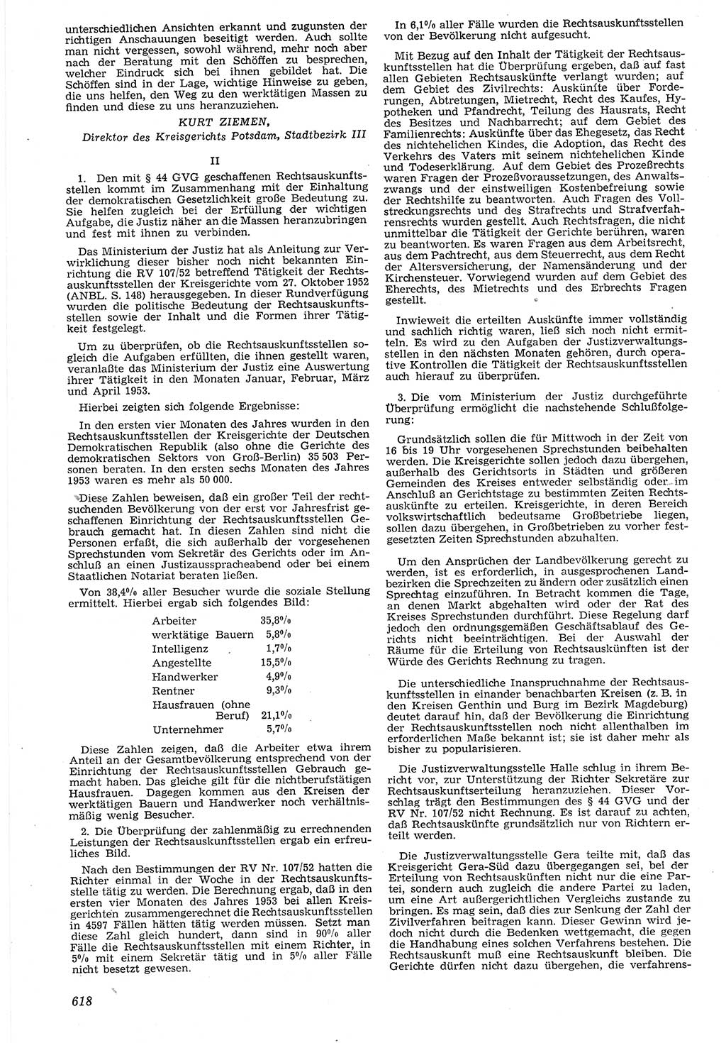 Neue Justiz (NJ), Zeitschrift für Recht und Rechtswissenschaft [Deutsche Demokratische Republik (DDR)], 7. Jahrgang 1953, Seite 618 (NJ DDR 1953, S. 618)