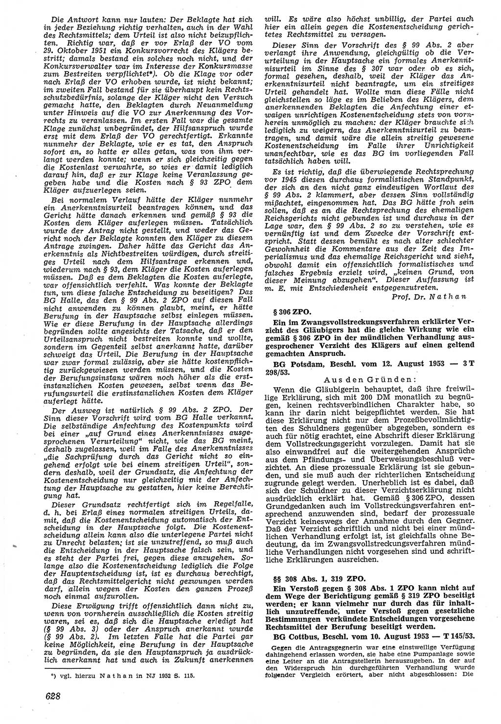 Neue Justiz (NJ), Zeitschrift für Recht und Rechtswissenschaft [Deutsche Demokratische Republik (DDR)], 7. Jahrgang 1953, Seite 628 (NJ DDR 1953, S. 628)