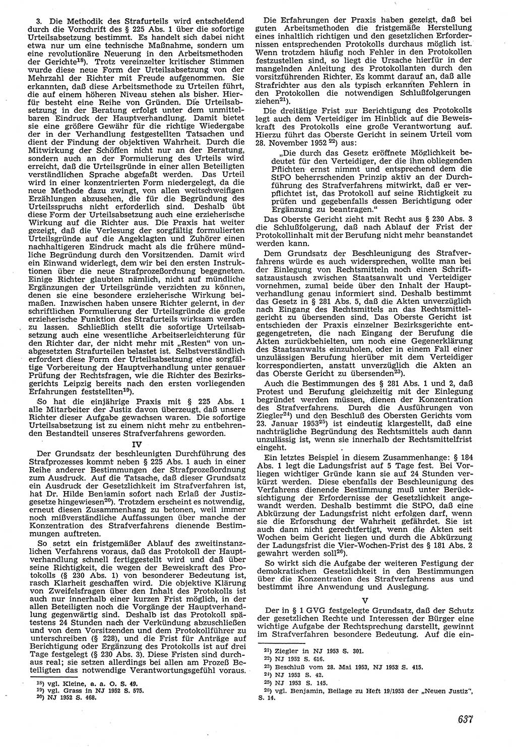 Neue Justiz (NJ), Zeitschrift für Recht und Rechtswissenschaft [Deutsche Demokratische Republik (DDR)], 7. Jahrgang 1953, Seite 637 (NJ DDR 1953, S. 637)