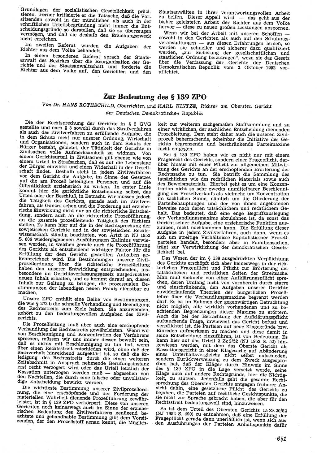 Neue Justiz (NJ), Zeitschrift für Recht und Rechtswissenschaft [Deutsche Demokratische Republik (DDR)], 7. Jahrgang 1953, Seite 641 (NJ DDR 1953, S. 641)