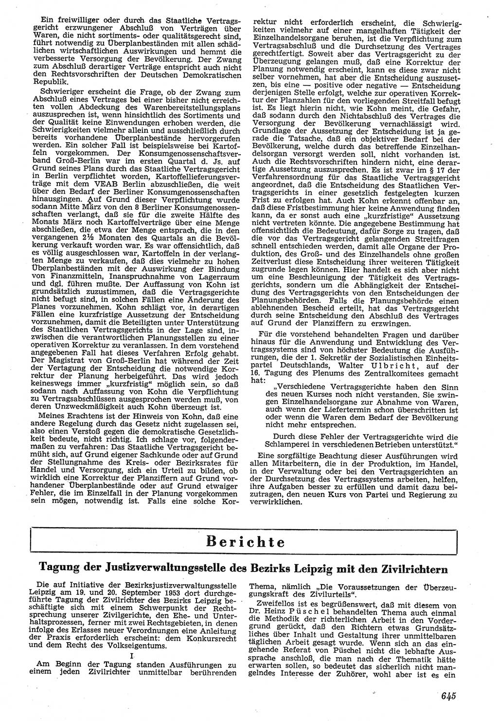 Neue Justiz (NJ), Zeitschrift für Recht und Rechtswissenschaft [Deutsche Demokratische Republik (DDR)], 7. Jahrgang 1953, Seite 645 (NJ DDR 1953, S. 645)