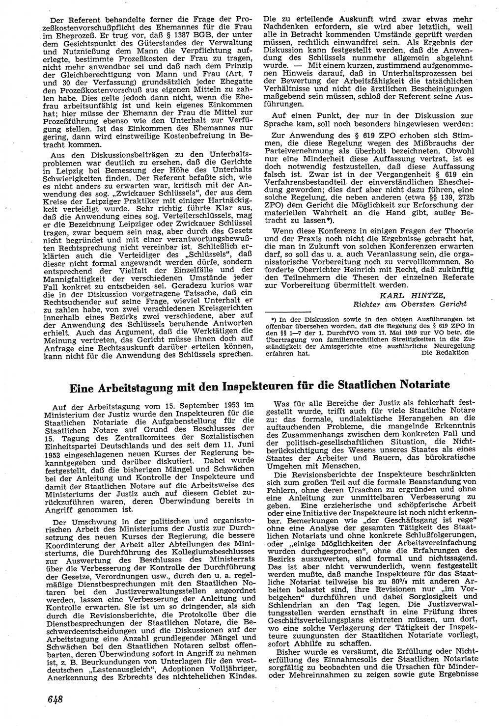 Neue Justiz (NJ), Zeitschrift für Recht und Rechtswissenschaft [Deutsche Demokratische Republik (DDR)], 7. Jahrgang 1953, Seite 648 (NJ DDR 1953, S. 648)