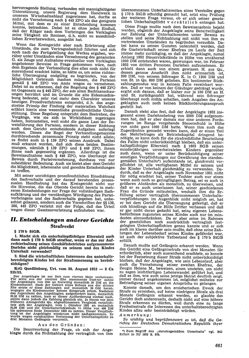 Neue Justiz (NJ), Zeitschrift für Recht und Rechtswissenschaft [Deutsche Demokratische Republik (DDR)], 7. Jahrgang 1953, Seite 661 (NJ DDR 1953, S. 661)