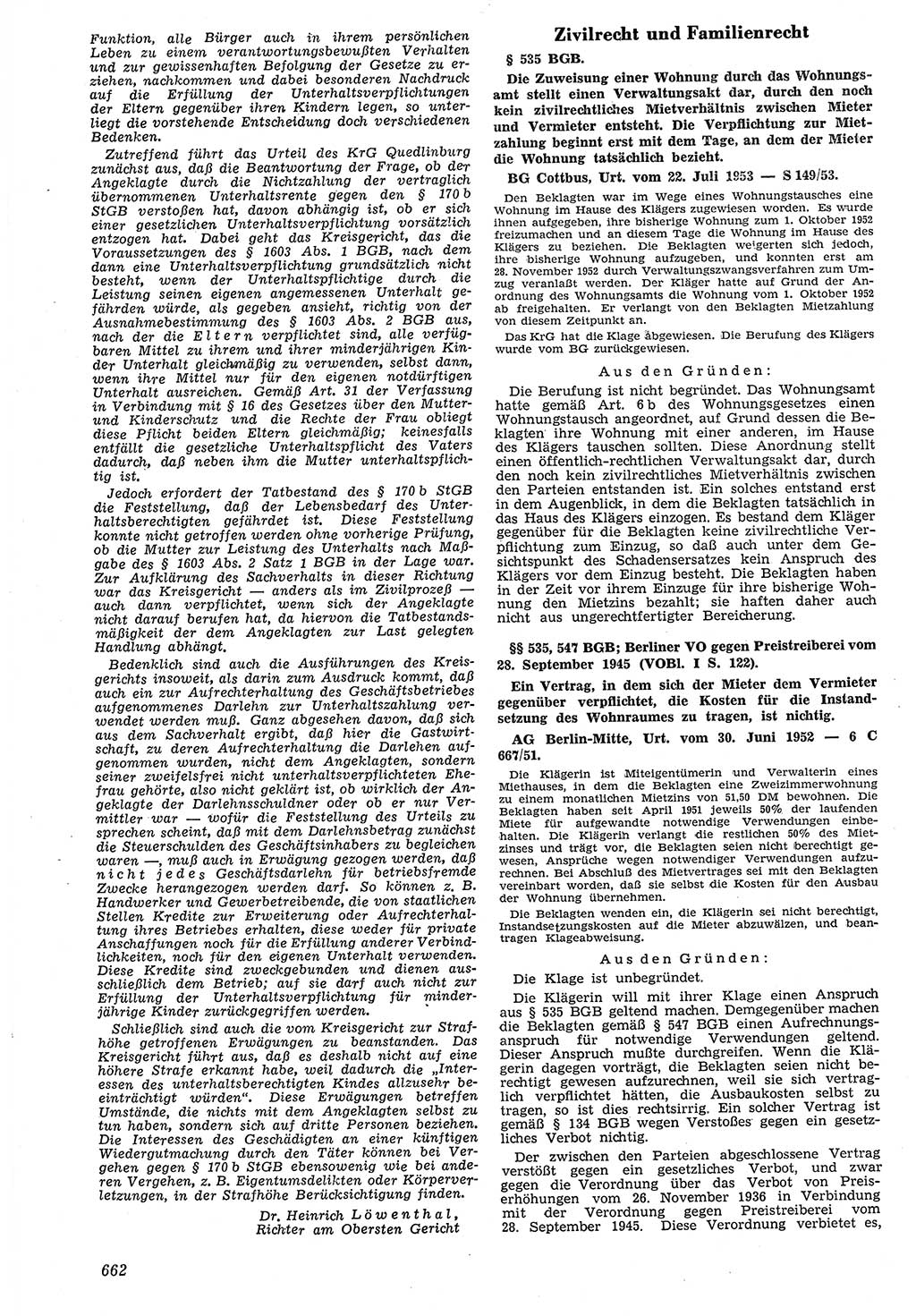 Neue Justiz (NJ), Zeitschrift für Recht und Rechtswissenschaft [Deutsche Demokratische Republik (DDR)], 7. Jahrgang 1953, Seite 662 (NJ DDR 1953, S. 662)