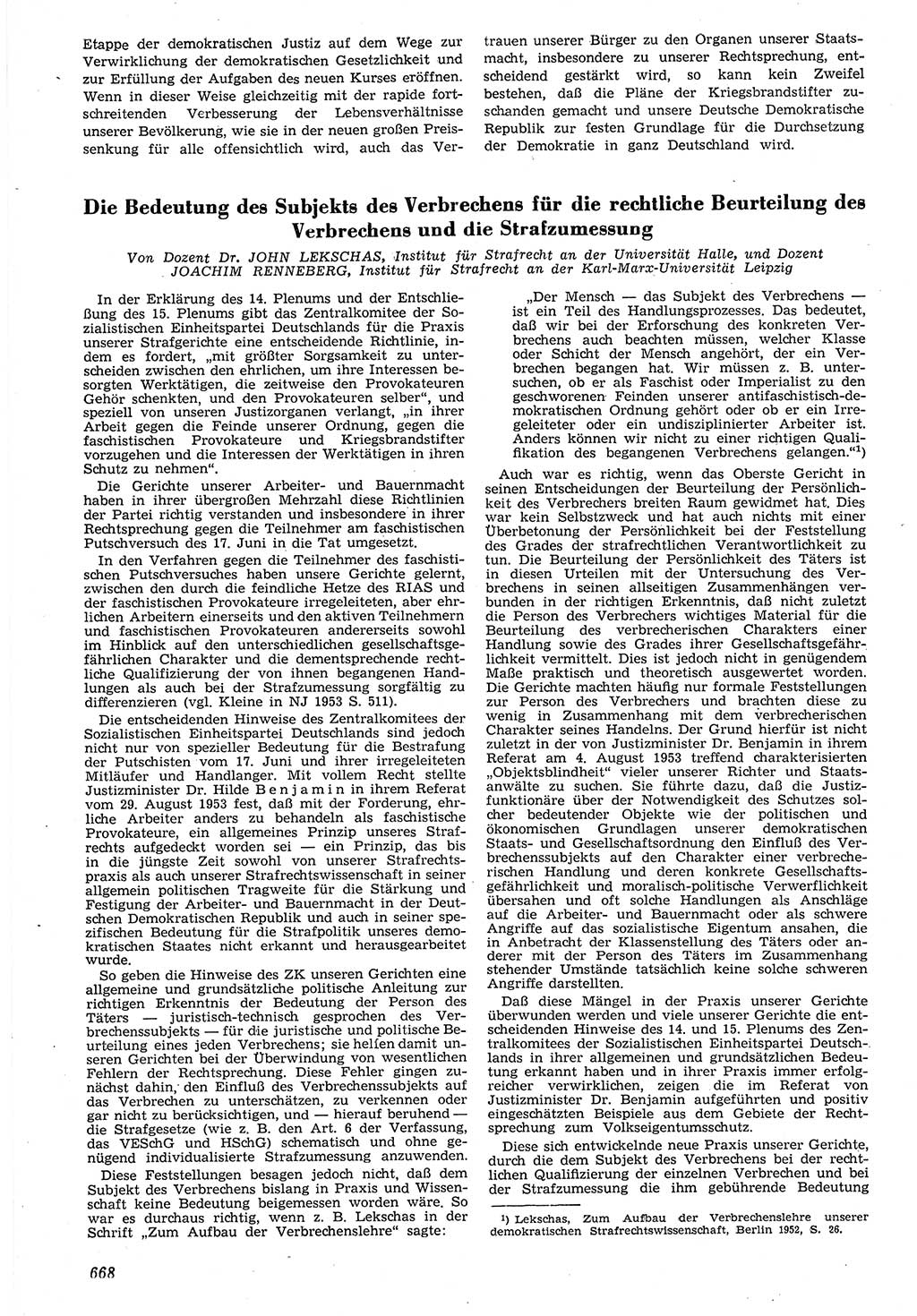 Neue Justiz (NJ), Zeitschrift für Recht und Rechtswissenschaft [Deutsche Demokratische Republik (DDR)], 7. Jahrgang 1953, Seite 668 (NJ DDR 1953, S. 668)