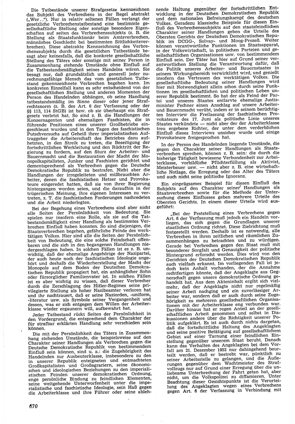Neue Justiz (NJ), Zeitschrift für Recht und Rechtswissenschaft [Deutsche Demokratische Republik (DDR)], 7. Jahrgang 1953, Seite 670 (NJ DDR 1953, S. 670)