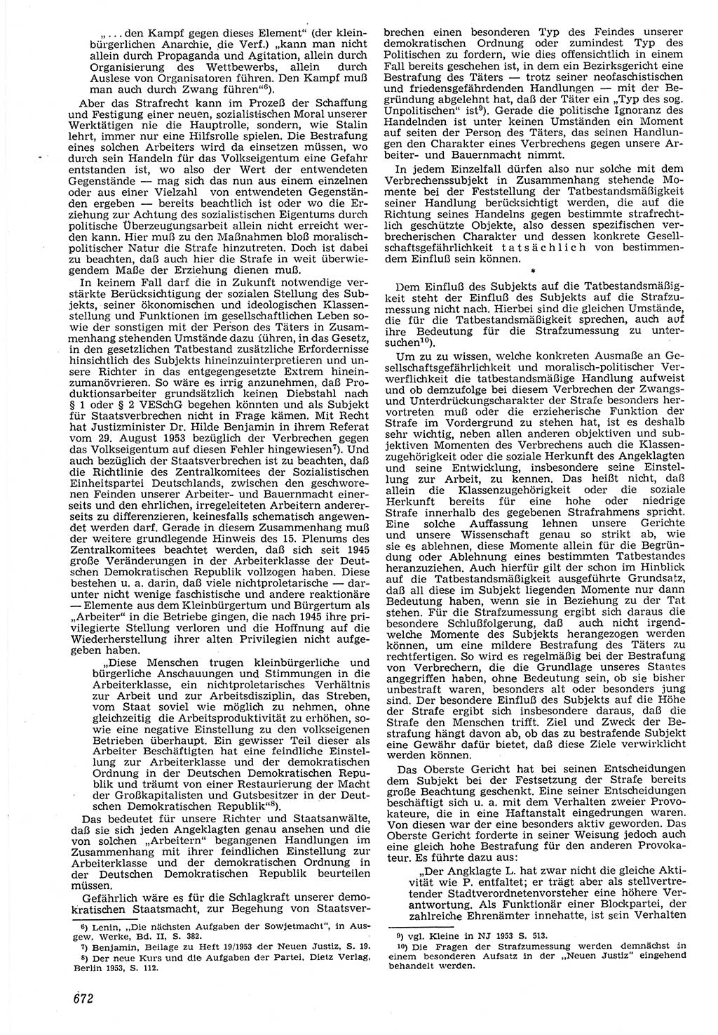 Neue Justiz (NJ), Zeitschrift für Recht und Rechtswissenschaft [Deutsche Demokratische Republik (DDR)], 7. Jahrgang 1953, Seite 672 (NJ DDR 1953, S. 672)