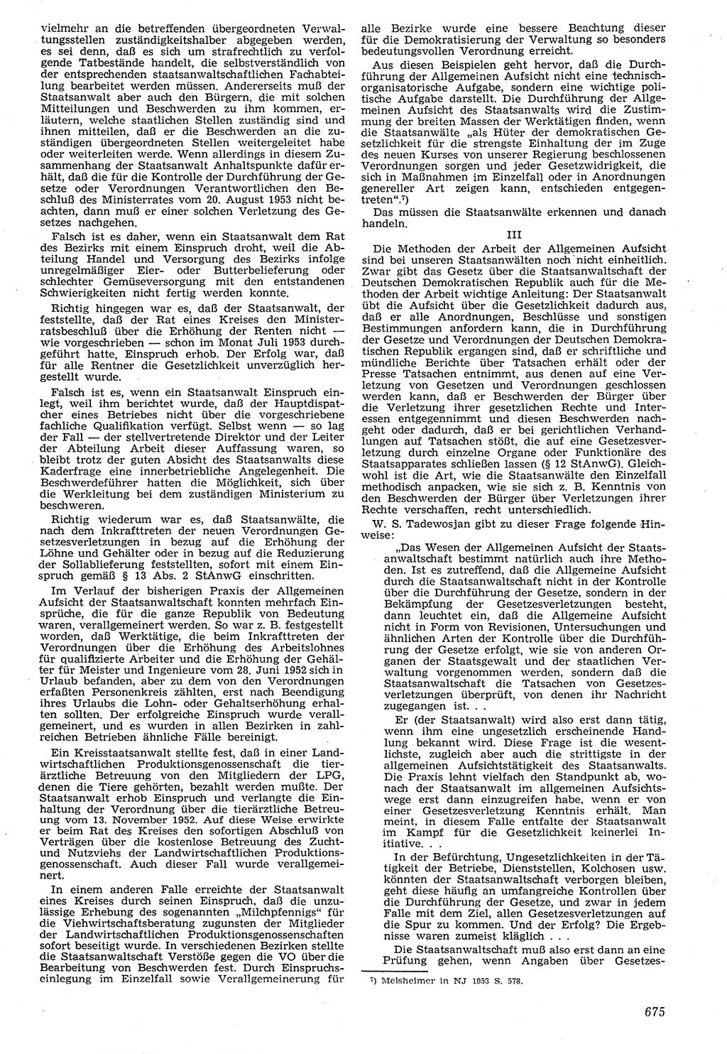 Neue Justiz (NJ), Zeitschrift für Recht und Rechtswissenschaft [Deutsche Demokratische Republik (DDR)], 7. Jahrgang 1953, Seite 675 (NJ DDR 1953, S. 675)