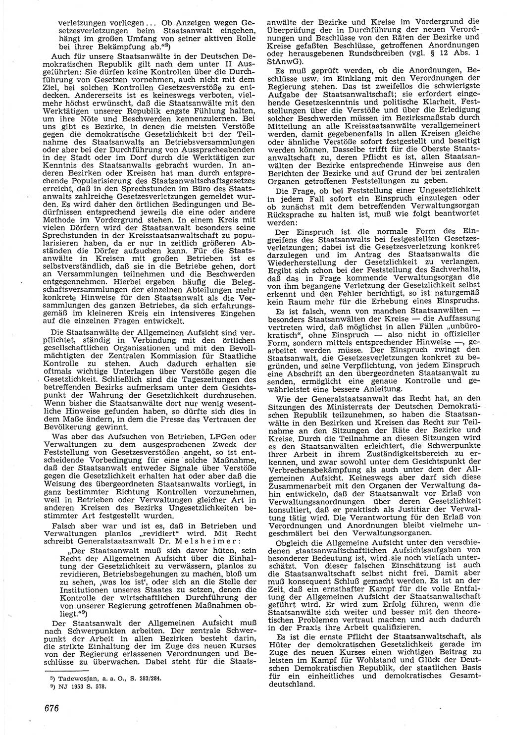 Neue Justiz (NJ), Zeitschrift für Recht und Rechtswissenschaft [Deutsche Demokratische Republik (DDR)], 7. Jahrgang 1953, Seite 676 (NJ DDR 1953, S. 676)