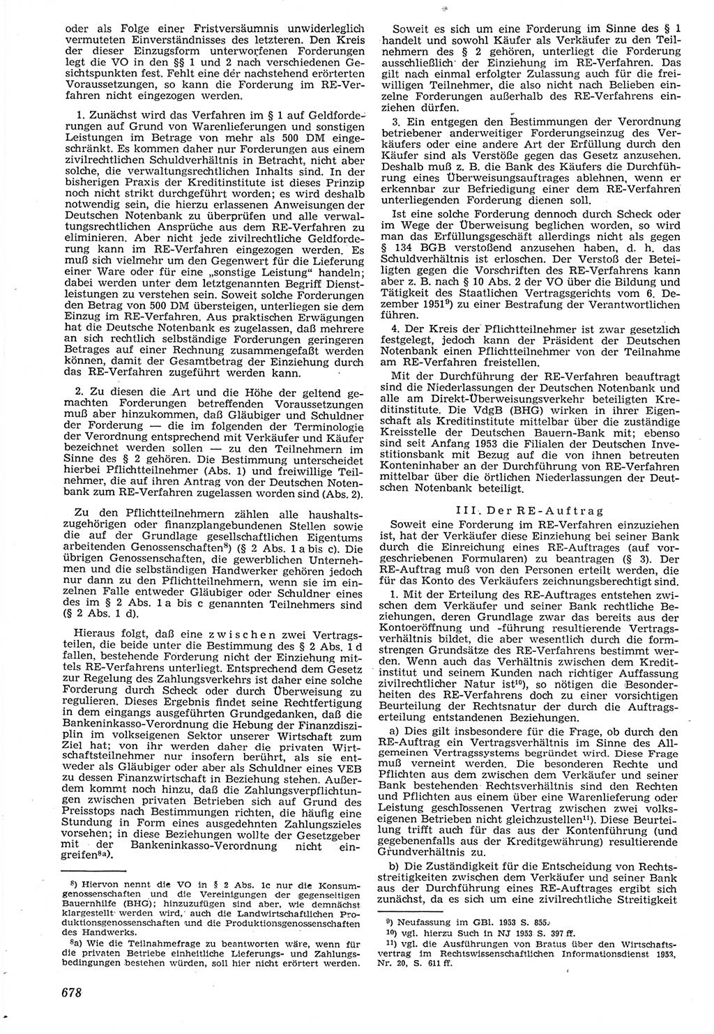 Neue Justiz (NJ), Zeitschrift für Recht und Rechtswissenschaft [Deutsche Demokratische Republik (DDR)], 7. Jahrgang 1953, Seite 678 (NJ DDR 1953, S. 678)