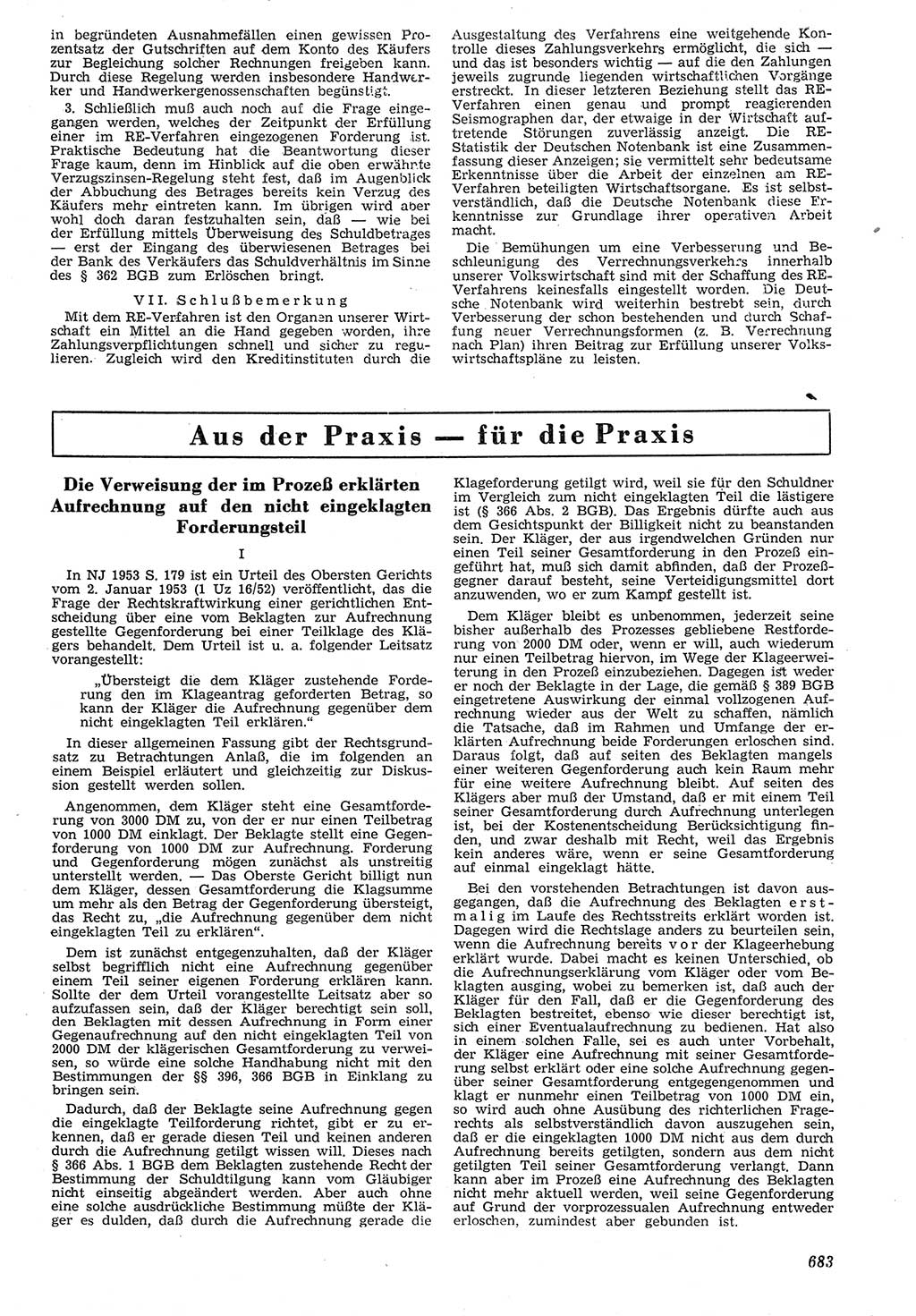 Neue Justiz (NJ), Zeitschrift für Recht und Rechtswissenschaft [Deutsche Demokratische Republik (DDR)], 7. Jahrgang 1953, Seite 683 (NJ DDR 1953, S. 683)