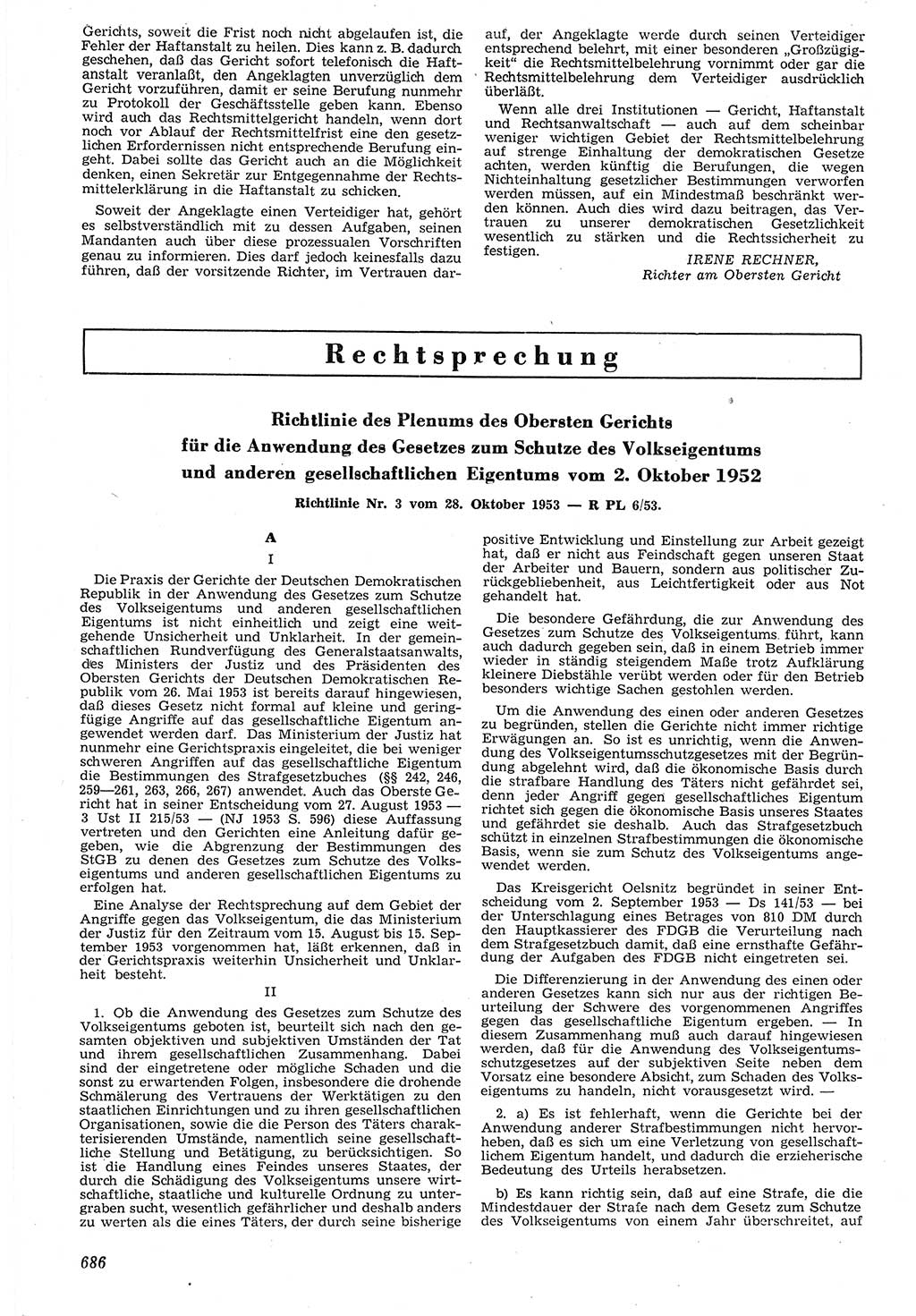 Neue Justiz (NJ), Zeitschrift für Recht und Rechtswissenschaft [Deutsche Demokratische Republik (DDR)], 7. Jahrgang 1953, Seite 686 (NJ DDR 1953, S. 686)