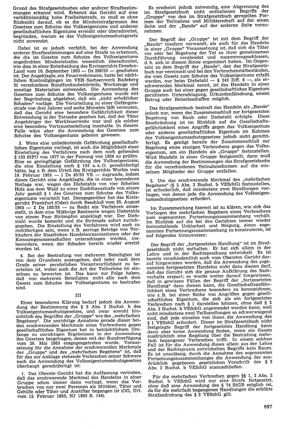 Neue Justiz (NJ), Zeitschrift für Recht und Rechtswissenschaft [Deutsche Demokratische Republik (DDR)], 7. Jahrgang 1953, Seite 687 (NJ DDR 1953, S. 687)
