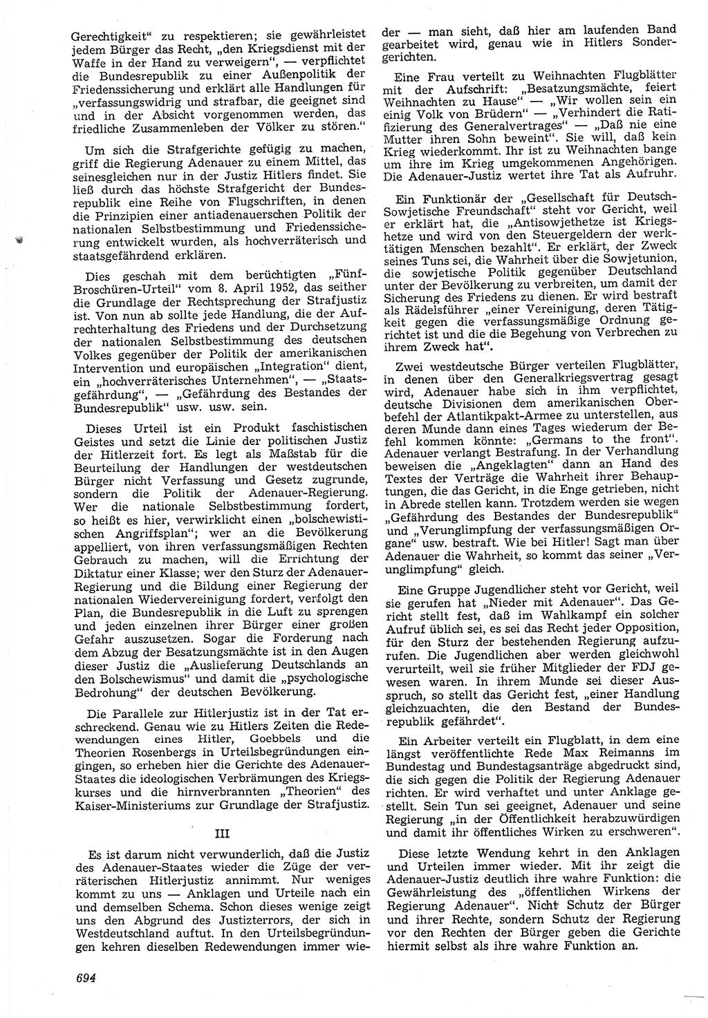 Neue Justiz (NJ), Zeitschrift für Recht und Rechtswissenschaft [Deutsche Demokratische Republik (DDR)], 7. Jahrgang 1953, Seite 694 (NJ DDR 1953, S. 694)