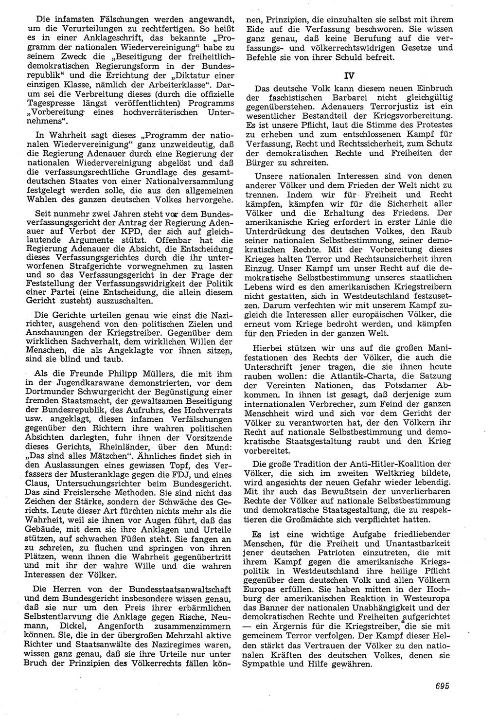 Neue Justiz (NJ), Zeitschrift für Recht und Rechtswissenschaft [Deutsche Demokratische Republik (DDR)], 7. Jahrgang 1953, Seite 695 (NJ DDR 1953, S. 695)