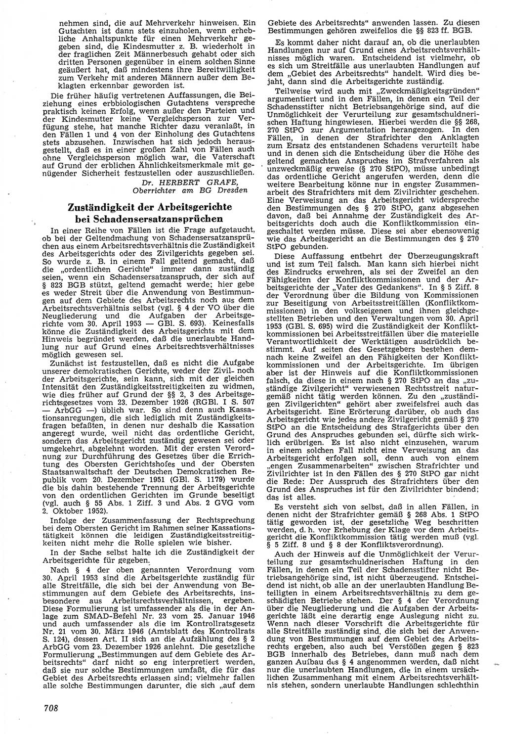 Neue Justiz (NJ), Zeitschrift für Recht und Rechtswissenschaft [Deutsche Demokratische Republik (DDR)], 7. Jahrgang 1953, Seite 708 (NJ DDR 1953, S. 708)