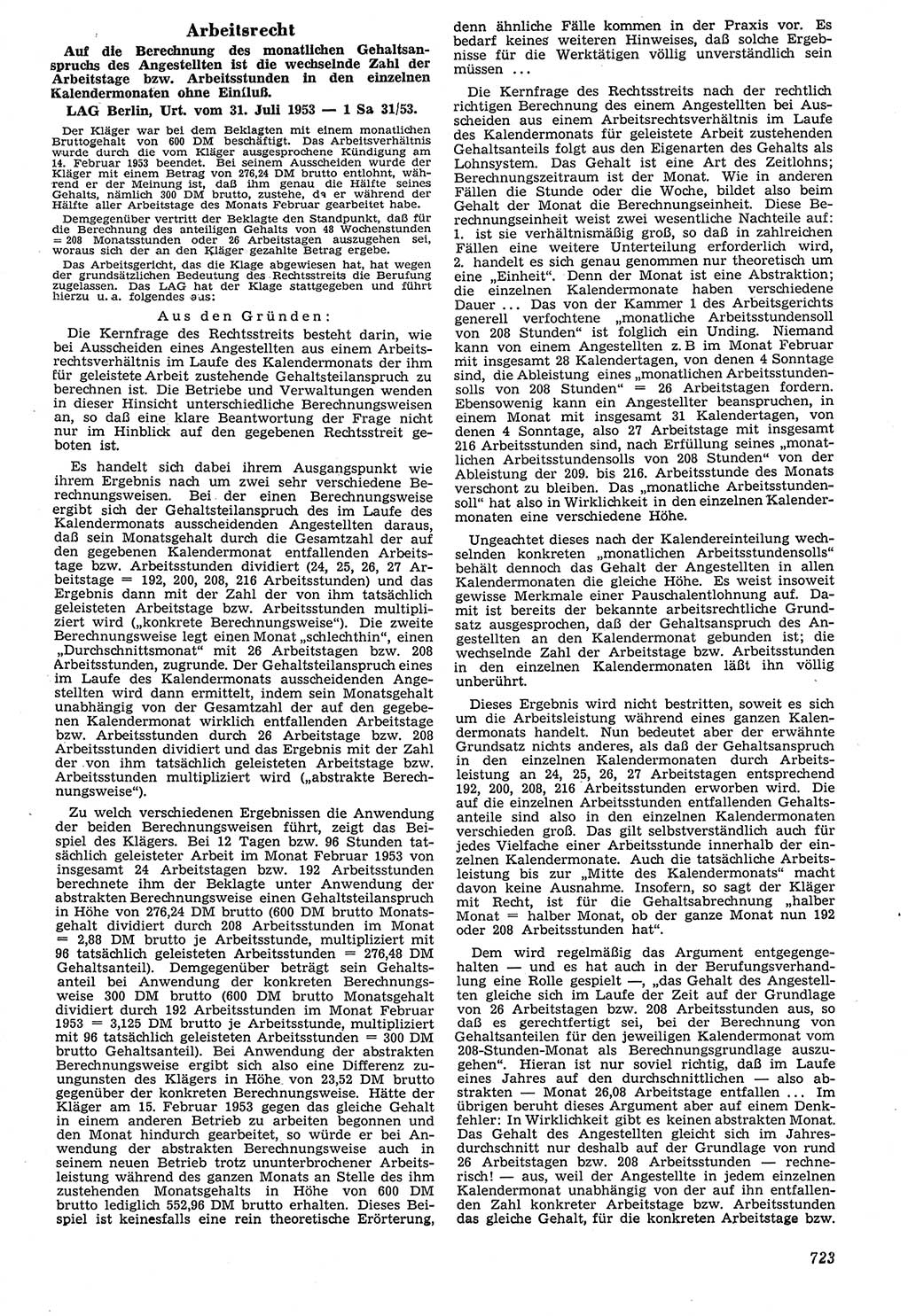 Neue Justiz (NJ), Zeitschrift für Recht und Rechtswissenschaft [Deutsche Demokratische Republik (DDR)], 7. Jahrgang 1953, Seite 723 (NJ DDR 1953, S. 723)
