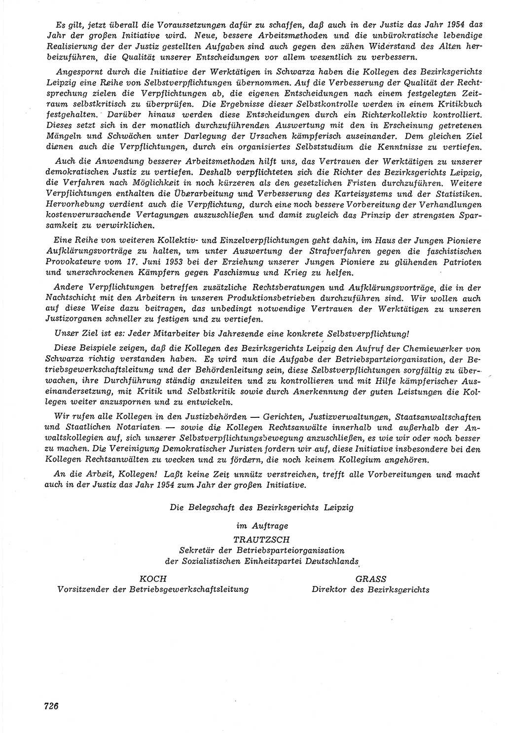 Neue Justiz (NJ), Zeitschrift für Recht und Rechtswissenschaft [Deutsche Demokratische Republik (DDR)], 7. Jahrgang 1953, Seite 726 (NJ DDR 1953, S. 726)