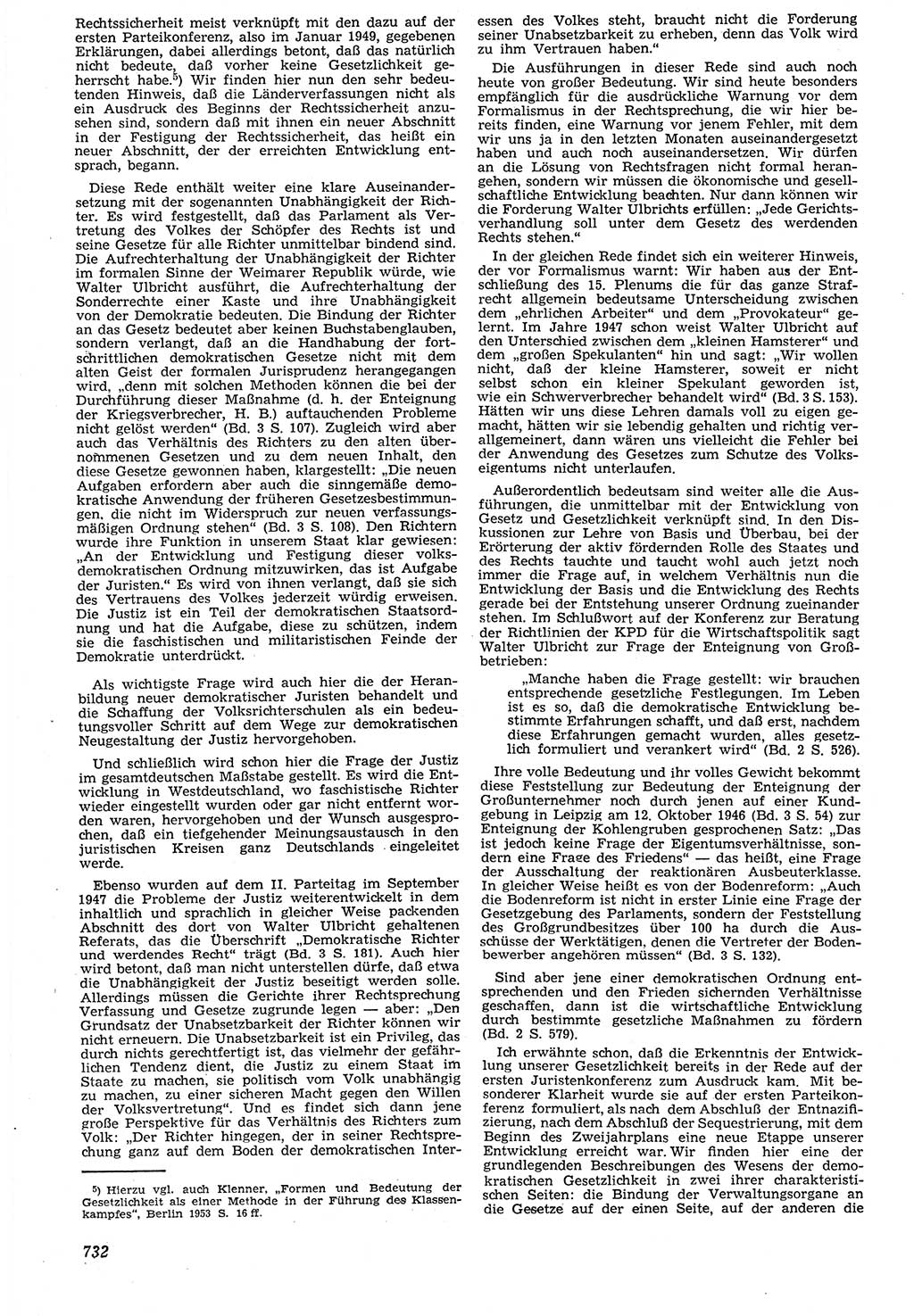 Neue Justiz (NJ), Zeitschrift für Recht und Rechtswissenschaft [Deutsche Demokratische Republik (DDR)], 7. Jahrgang 1953, Seite 732 (NJ DDR 1953, S. 732)