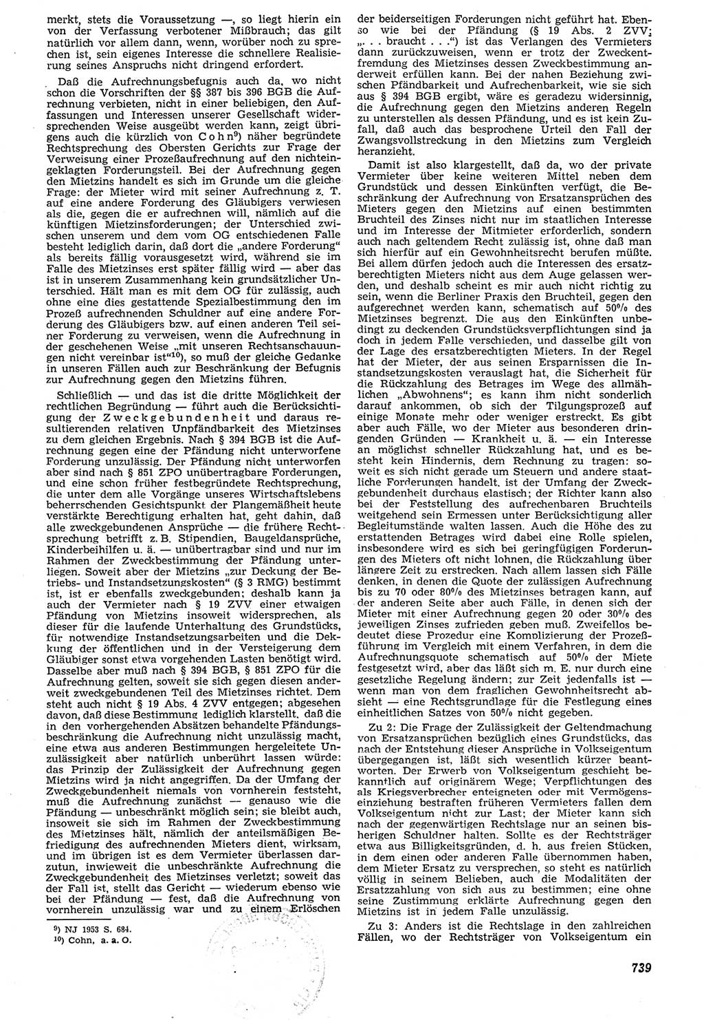 Neue Justiz (NJ), Zeitschrift für Recht und Rechtswissenschaft [Deutsche Demokratische Republik (DDR)], 7. Jahrgang 1953, Seite 739 (NJ DDR 1953, S. 739)