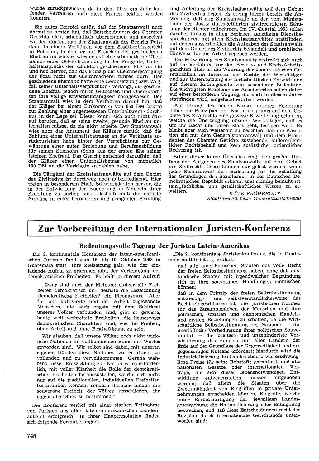 Neue Justiz (NJ), Zeitschrift für Recht und Rechtswissenschaft [Deutsche Demokratische Republik (DDR)], 7. Jahrgang 1953, Seite 746 (NJ DDR 1953, S. 746)