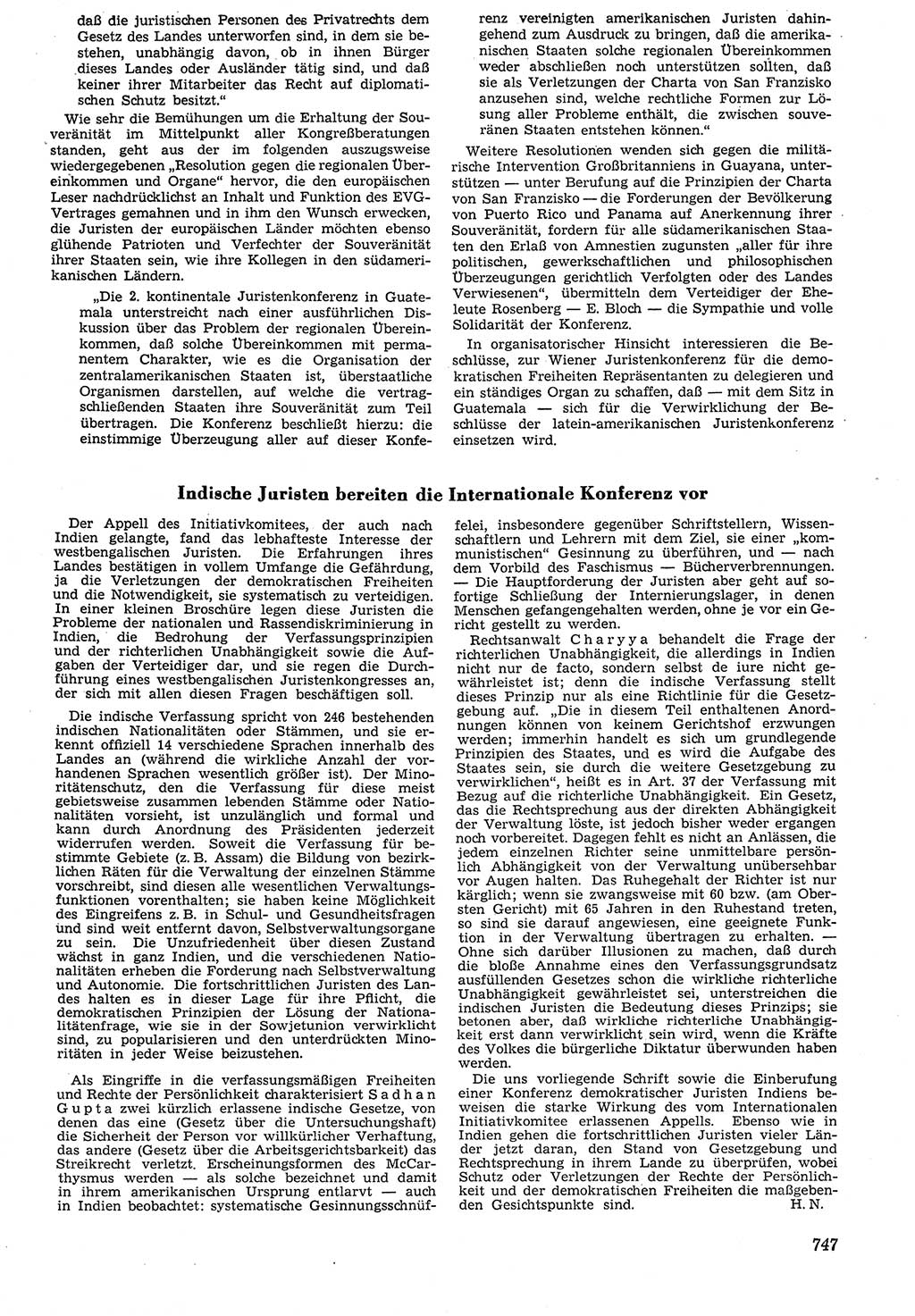 Neue Justiz (NJ), Zeitschrift für Recht und Rechtswissenschaft [Deutsche Demokratische Republik (DDR)], 7. Jahrgang 1953, Seite 747 (NJ DDR 1953, S. 747)