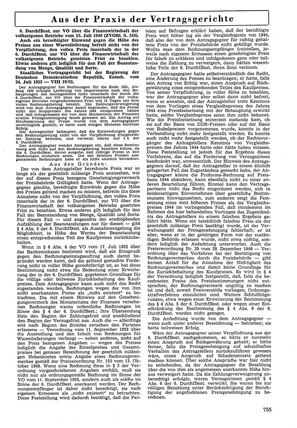 Neue Justiz (NJ), Zeitschrift für Recht und Rechtswissenschaft [Deutsche Demokratische Republik (DDR)], 7. Jahrgang 1953, Seite 755 (NJ DDR 1953, S. 755)