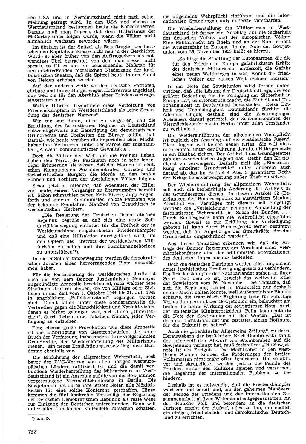 Neue Justiz (NJ), Zeitschrift für Recht und Rechtswissenschaft [Deutsche Demokratische Republik (DDR)], 7. Jahrgang 1953, Seite 758 (NJ DDR 1953, S. 758)