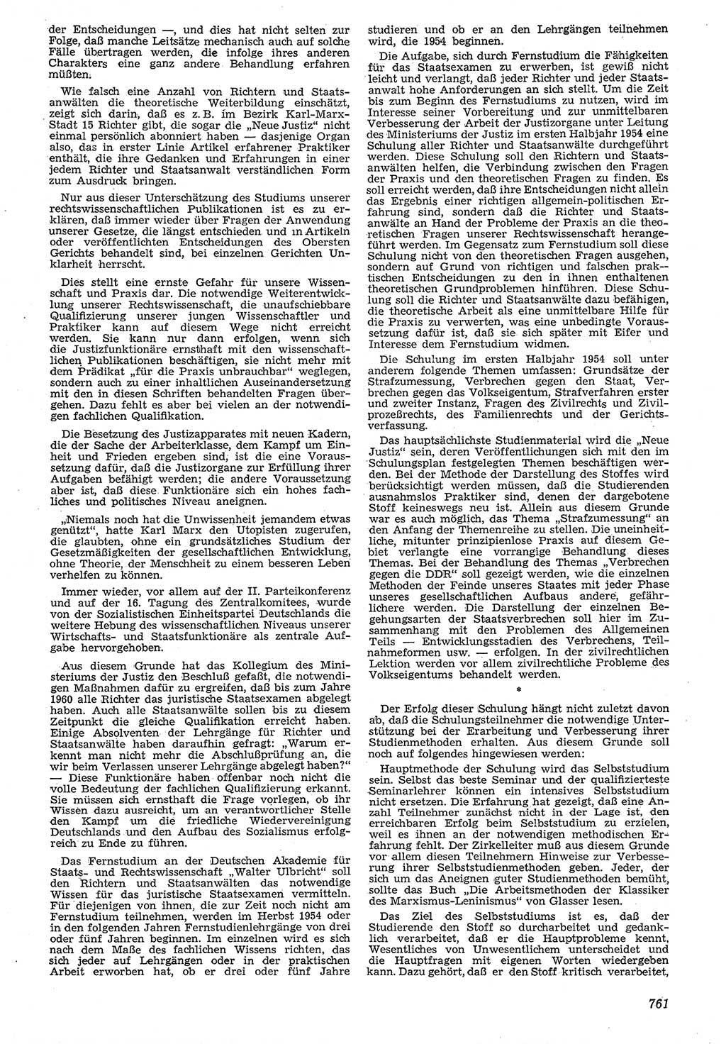 Neue Justiz (NJ), Zeitschrift für Recht und Rechtswissenschaft [Deutsche Demokratische Republik (DDR)], 7. Jahrgang 1953, Seite 761 (NJ DDR 1953, S. 761)