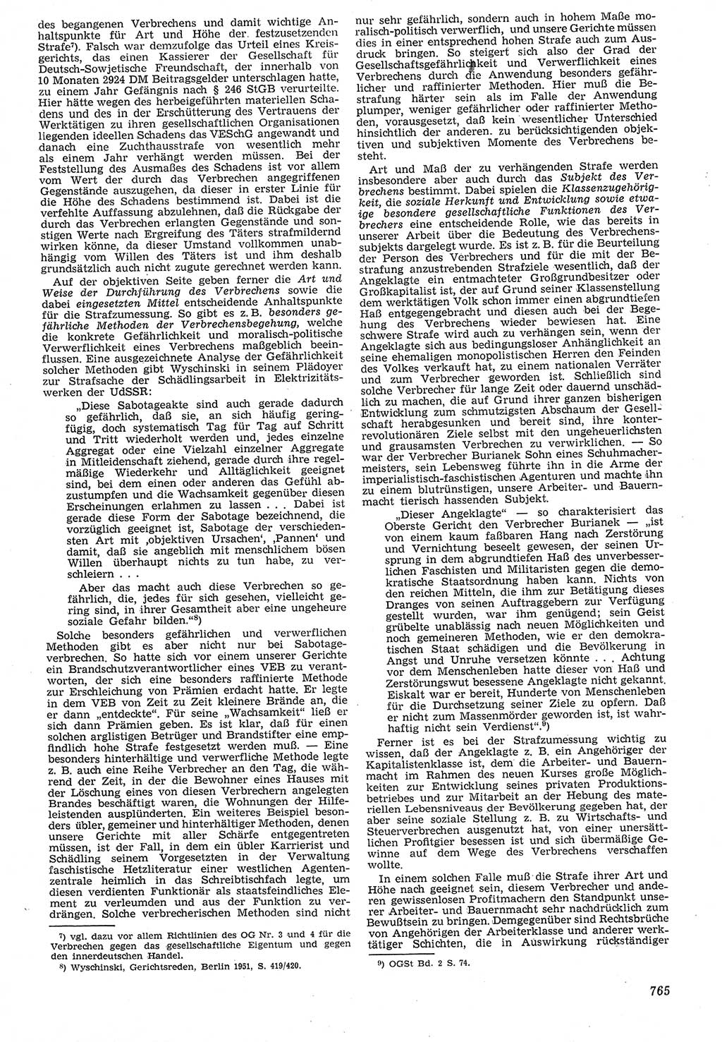 Neue Justiz (NJ), Zeitschrift für Recht und Rechtswissenschaft [Deutsche Demokratische Republik (DDR)], 7. Jahrgang 1953, Seite 765 (NJ DDR 1953, S. 765)