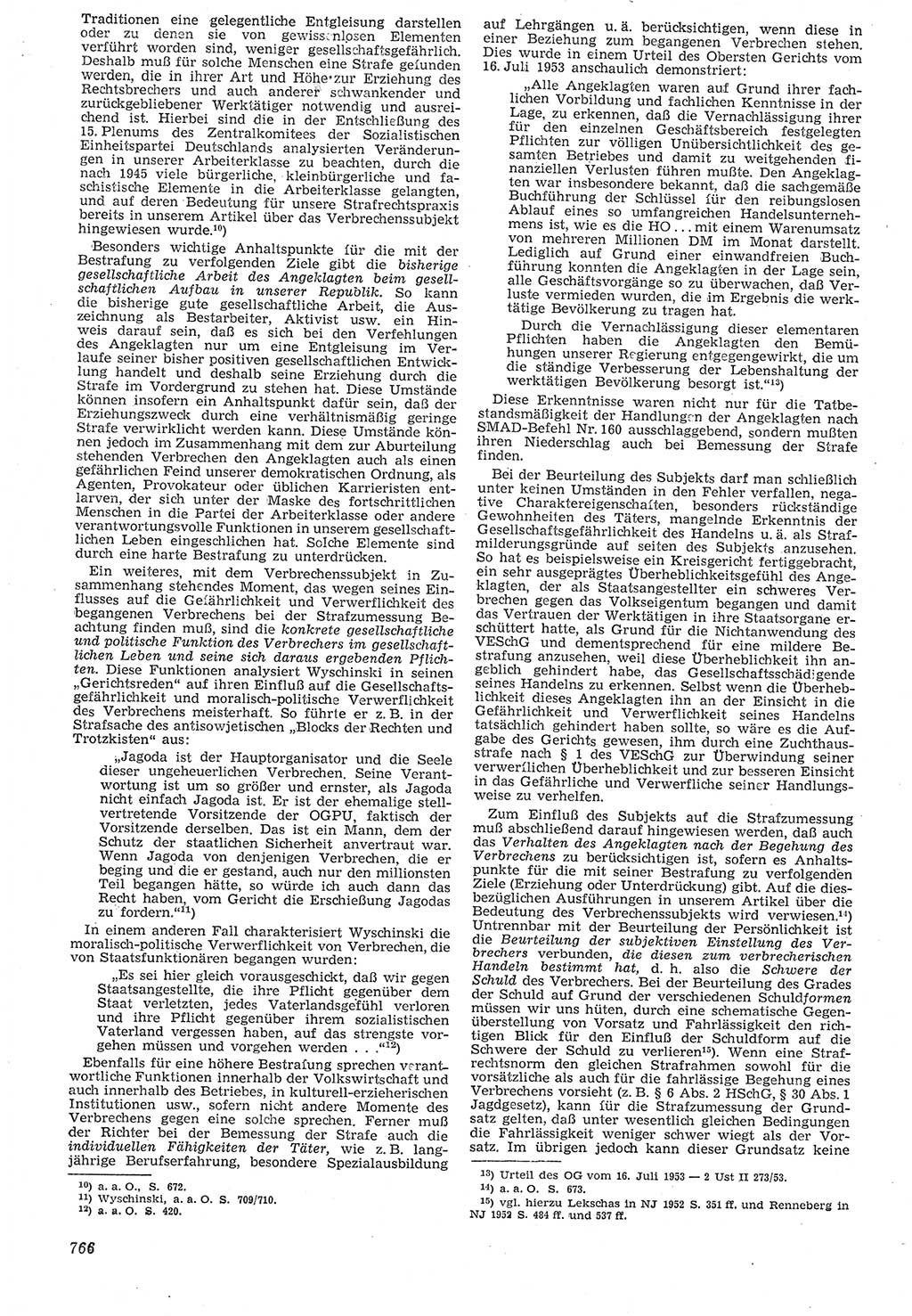 Neue Justiz (NJ), Zeitschrift für Recht und Rechtswissenschaft [Deutsche Demokratische Republik (DDR)], 7. Jahrgang 1953, Seite 766 (NJ DDR 1953, S. 766)