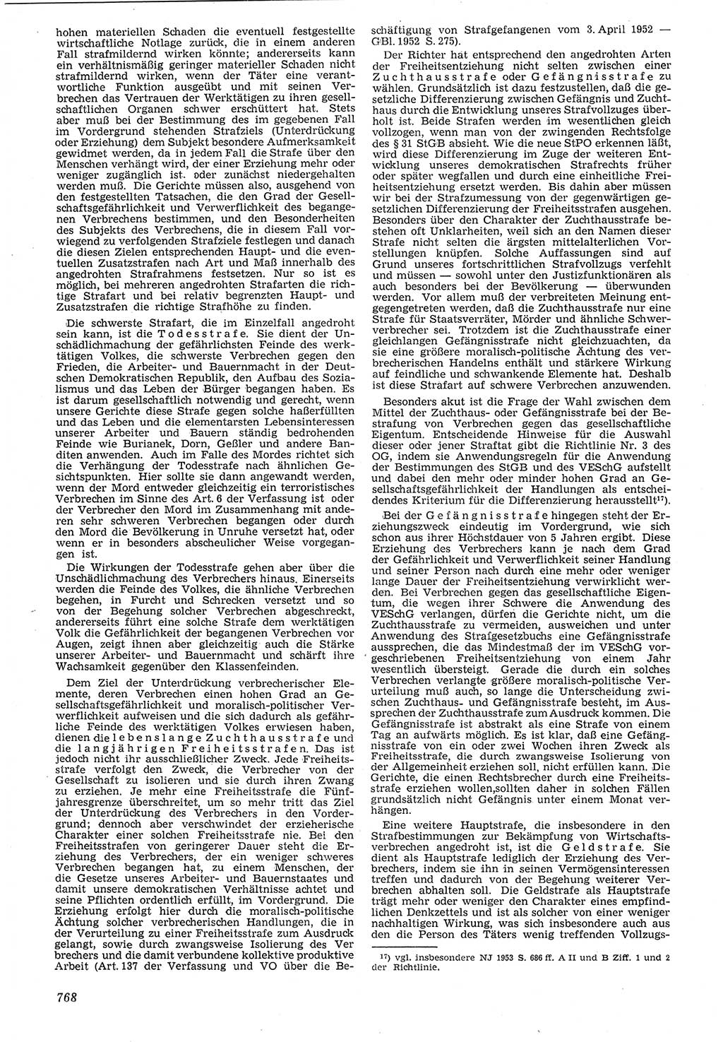 Neue Justiz (NJ), Zeitschrift für Recht und Rechtswissenschaft [Deutsche Demokratische Republik (DDR)], 7. Jahrgang 1953, Seite 768 (NJ DDR 1953, S. 768)