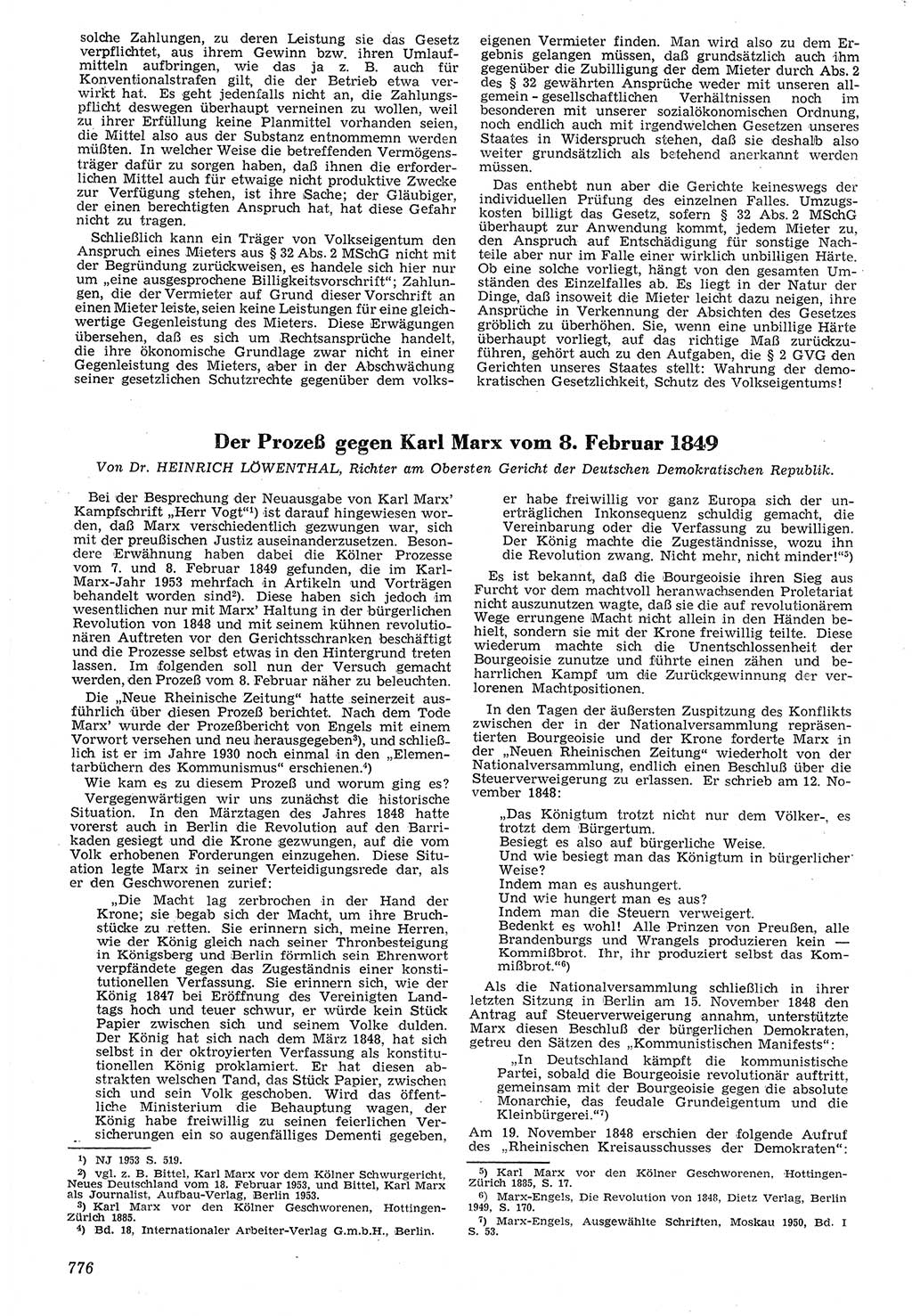 Neue Justiz (NJ), Zeitschrift für Recht und Rechtswissenschaft [Deutsche Demokratische Republik (DDR)], 7. Jahrgang 1953, Seite 776 (NJ DDR 1953, S. 776)