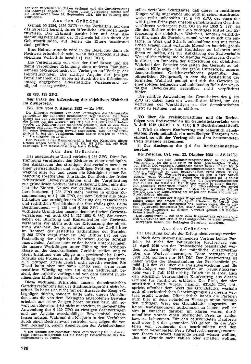 Neue Justiz (NJ), Zeitschrift für Recht und Rechtswissenschaft [Deutsche Demokratische Republik (DDR)], 7. Jahrgang 1953, Seite 786 (NJ DDR 1953, S. 786)
