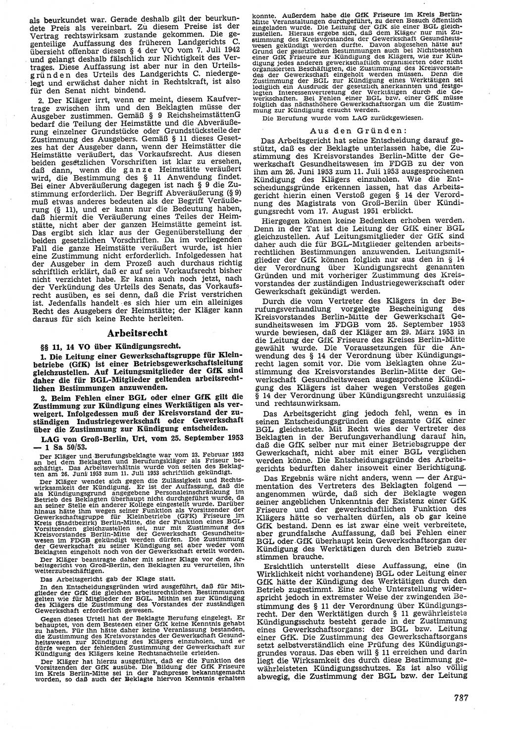 Neue Justiz (NJ), Zeitschrift für Recht und Rechtswissenschaft [Deutsche Demokratische Republik (DDR)], 7. Jahrgang 1953, Seite 787 (NJ DDR 1953, S. 787)