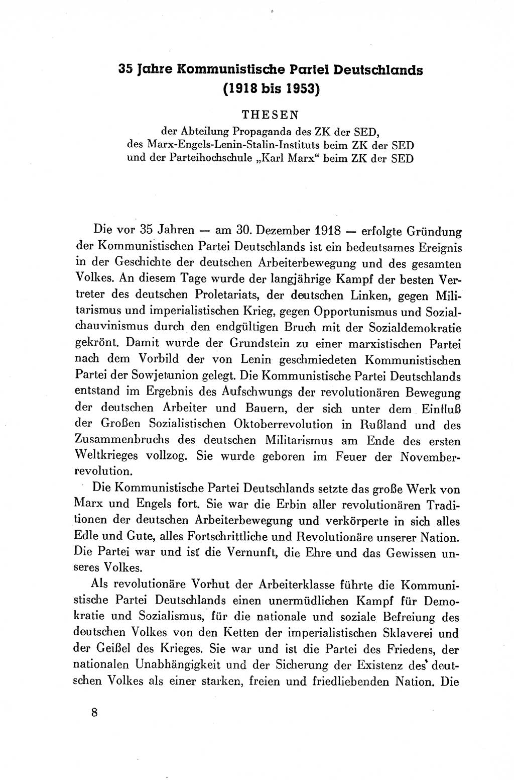 Dokumente der Sozialistischen Einheitspartei Deutschlands (SED) [Deutsche Demokratische Republik (DDR)] 1954-1955, Seite 8 (Dok. SED DDR 1954-1955, S. 8)