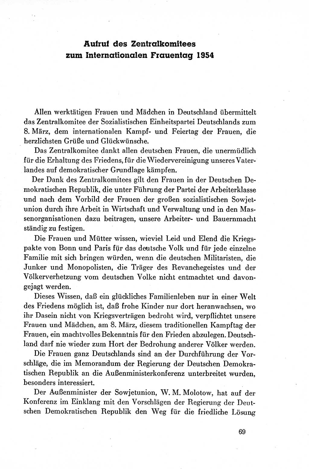 Dokumente der Sozialistischen Einheitspartei Deutschlands (SED) [Deutsche Demokratische Republik (DDR)] 1954-1955, Seite 69 (Dok. SED DDR 1954-1955, S. 69)