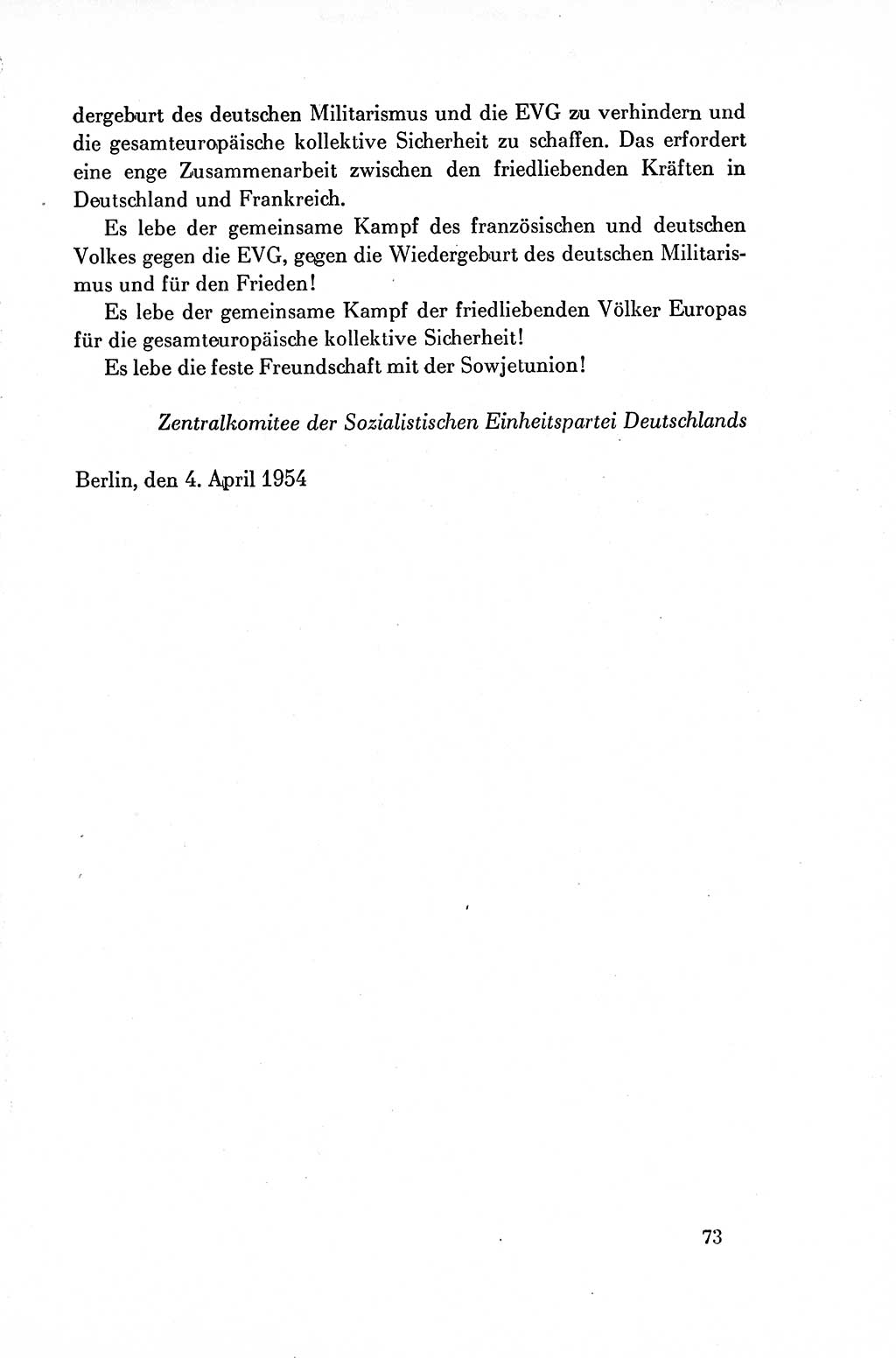 Dokumente der Sozialistischen Einheitspartei Deutschlands (SED) [Deutsche Demokratische Republik (DDR)] 1954-1955, Seite 73 (Dok. SED DDR 1954-1955, S. 73)