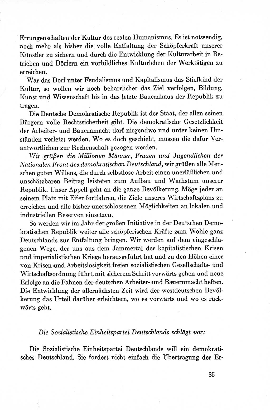 Dokumente der Sozialistischen Einheitspartei Deutschlands (SED) [Deutsche Demokratische Republik (DDR)] 1954-1955, Seite 85 (Dok. SED DDR 1954-1955, S. 85)