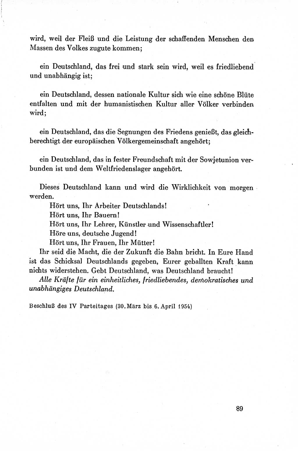 Dokumente der Sozialistischen Einheitspartei Deutschlands (SED) [Deutsche Demokratische Republik (DDR)] 1954-1955, Seite 89 (Dok. SED DDR 1954-1955, S. 89)