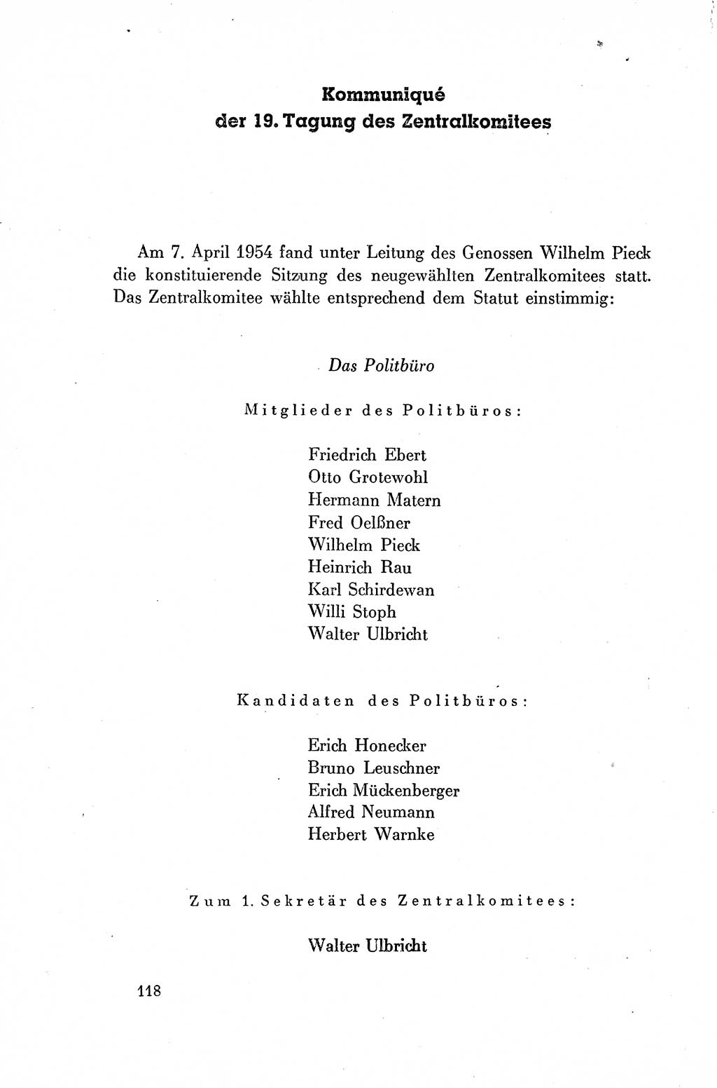 Dokumente der Sozialistischen Einheitspartei Deutschlands (SED) [Deutsche Demokratische Republik (DDR)] 1954-1955, Seite 118 (Dok. SED DDR 1954-1955, S. 118)