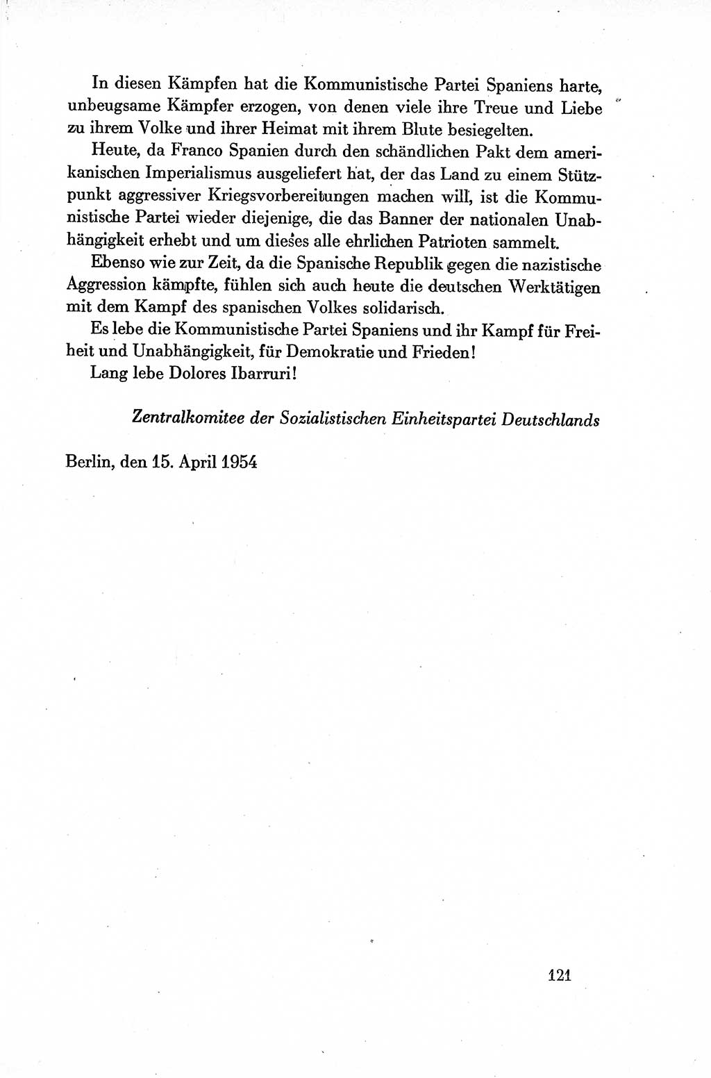 Dokumente der Sozialistischen Einheitspartei Deutschlands (SED) [Deutsche Demokratische Republik (DDR)] 1954-1955, Seite 121 (Dok. SED DDR 1954-1955, S. 121)