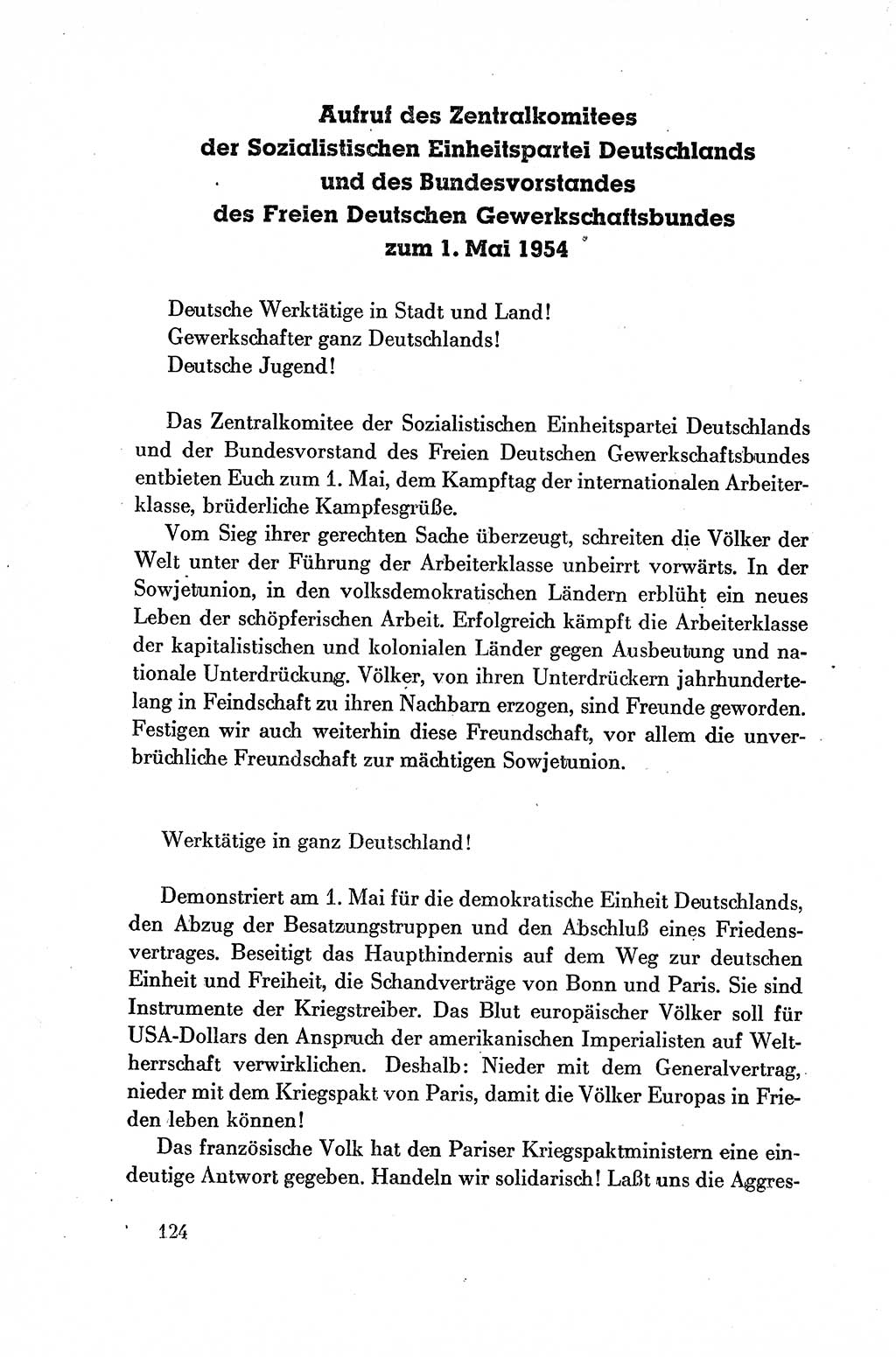 Dokumente der Sozialistischen Einheitspartei Deutschlands (SED) [Deutsche Demokratische Republik (DDR)] 1954-1955, Seite 124 (Dok. SED DDR 1954-1955, S. 124)