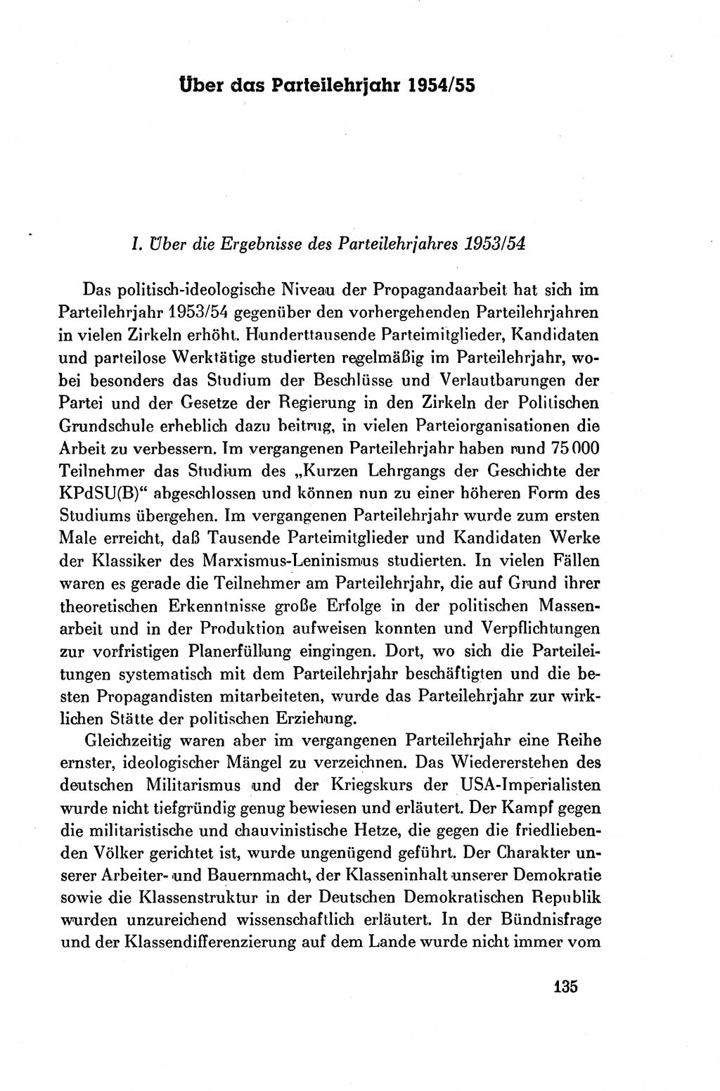 Dokumente der Sozialistischen Einheitspartei Deutschlands (SED) [Deutsche Demokratische Republik (DDR)] 1954-1955, Seite 135 (Dok. SED DDR 1954-1955, S. 135)
